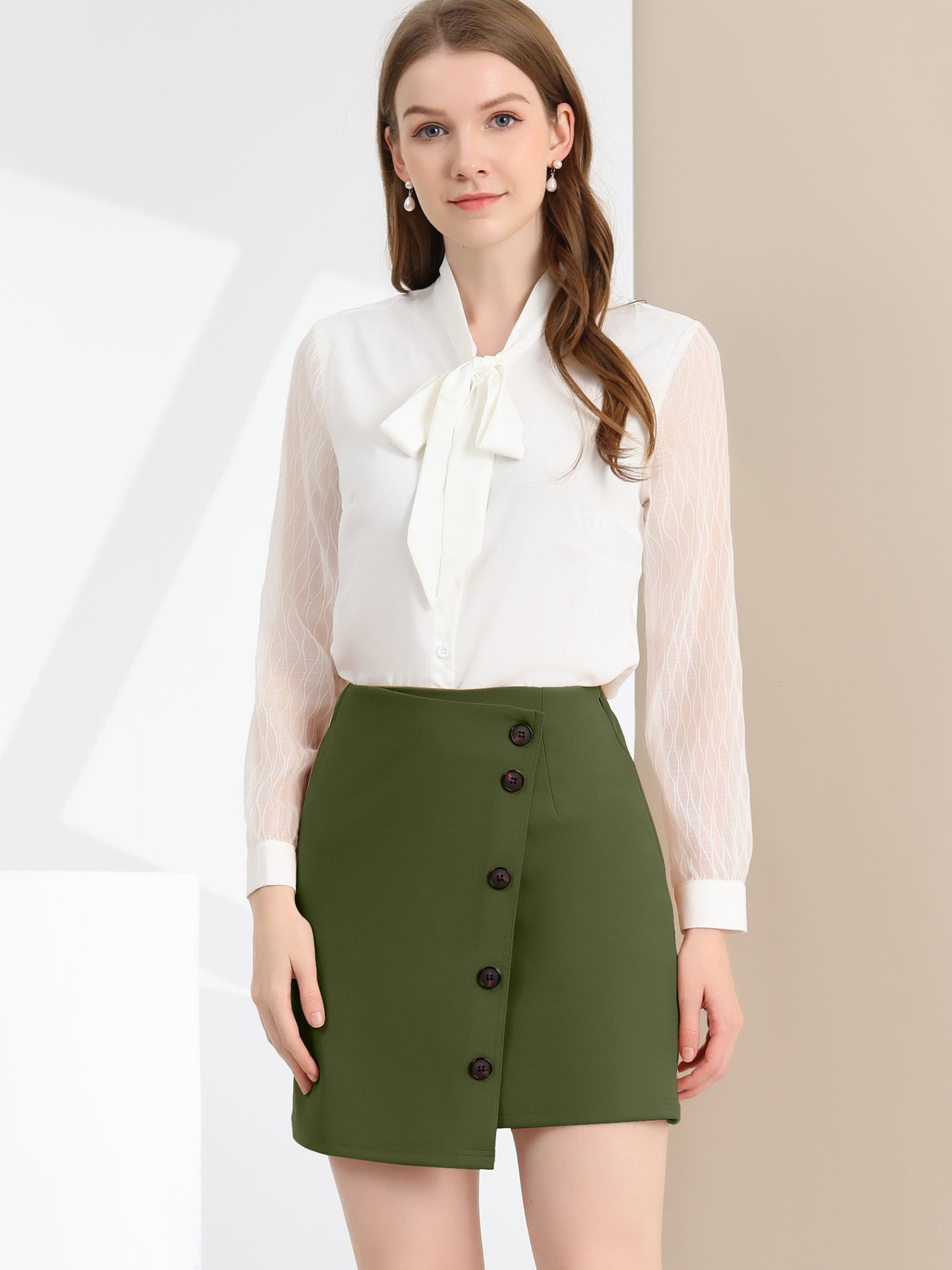 Falda tubo asimétrica y elástica para mujer, ideal para el trabajo