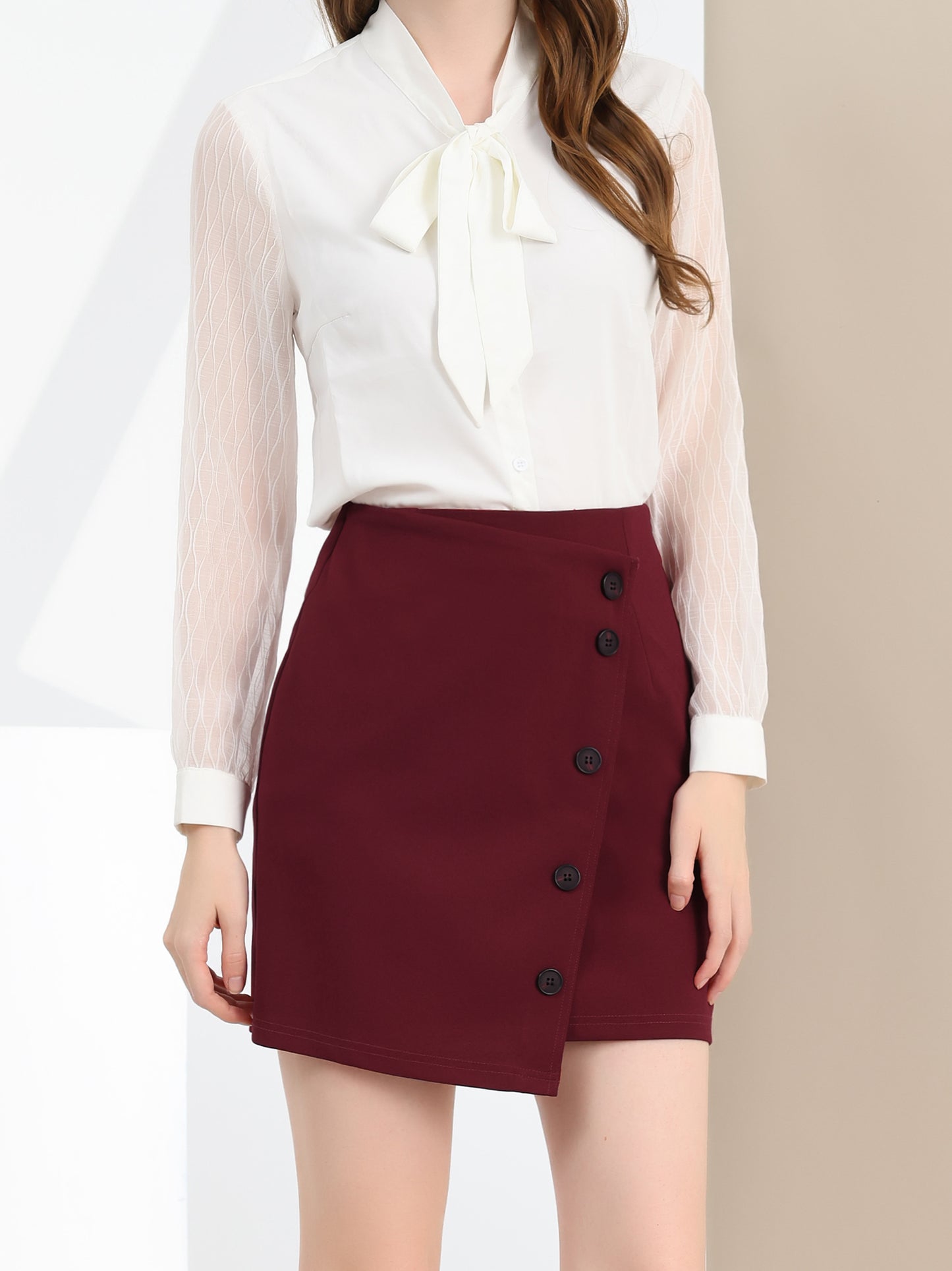 Falda tubo asimétrica y elástica para mujer, ideal para el trabajo