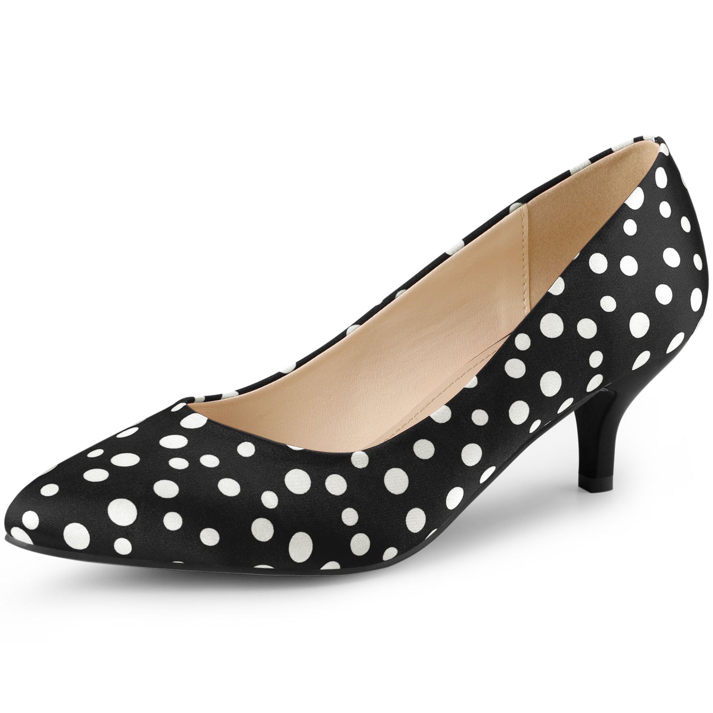 Women's Pointed Toe Polka Dots Kitten Heels Pumps