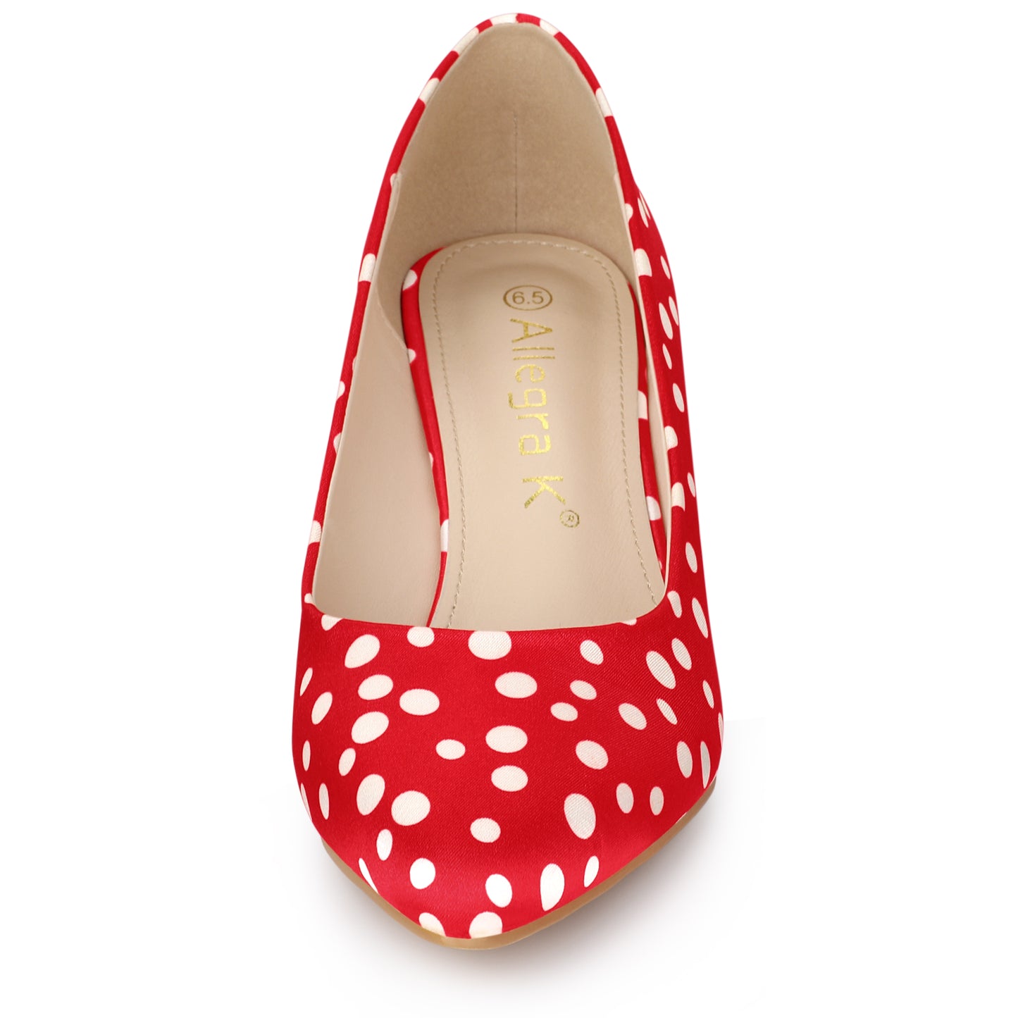 Zapatos de tacón alto con lunares y punta puntiaguda para mujer