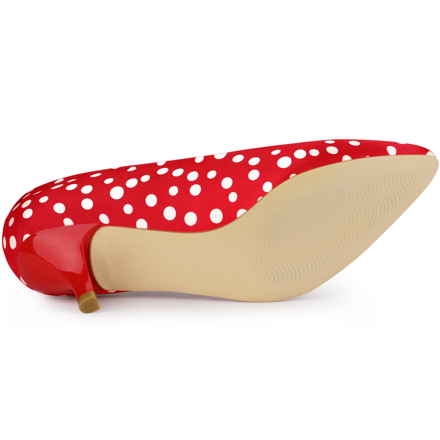Zapatos de tacón alto con lunares y punta puntiaguda para mujer