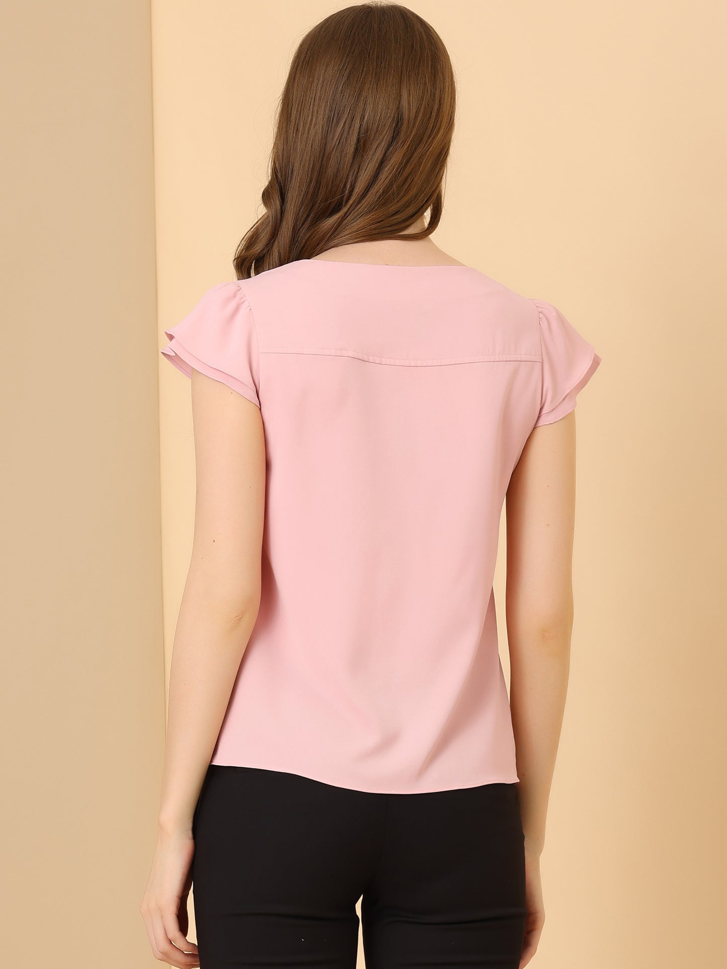 Women's Cap Sleeve Top Work Business Casual Plain Blouse