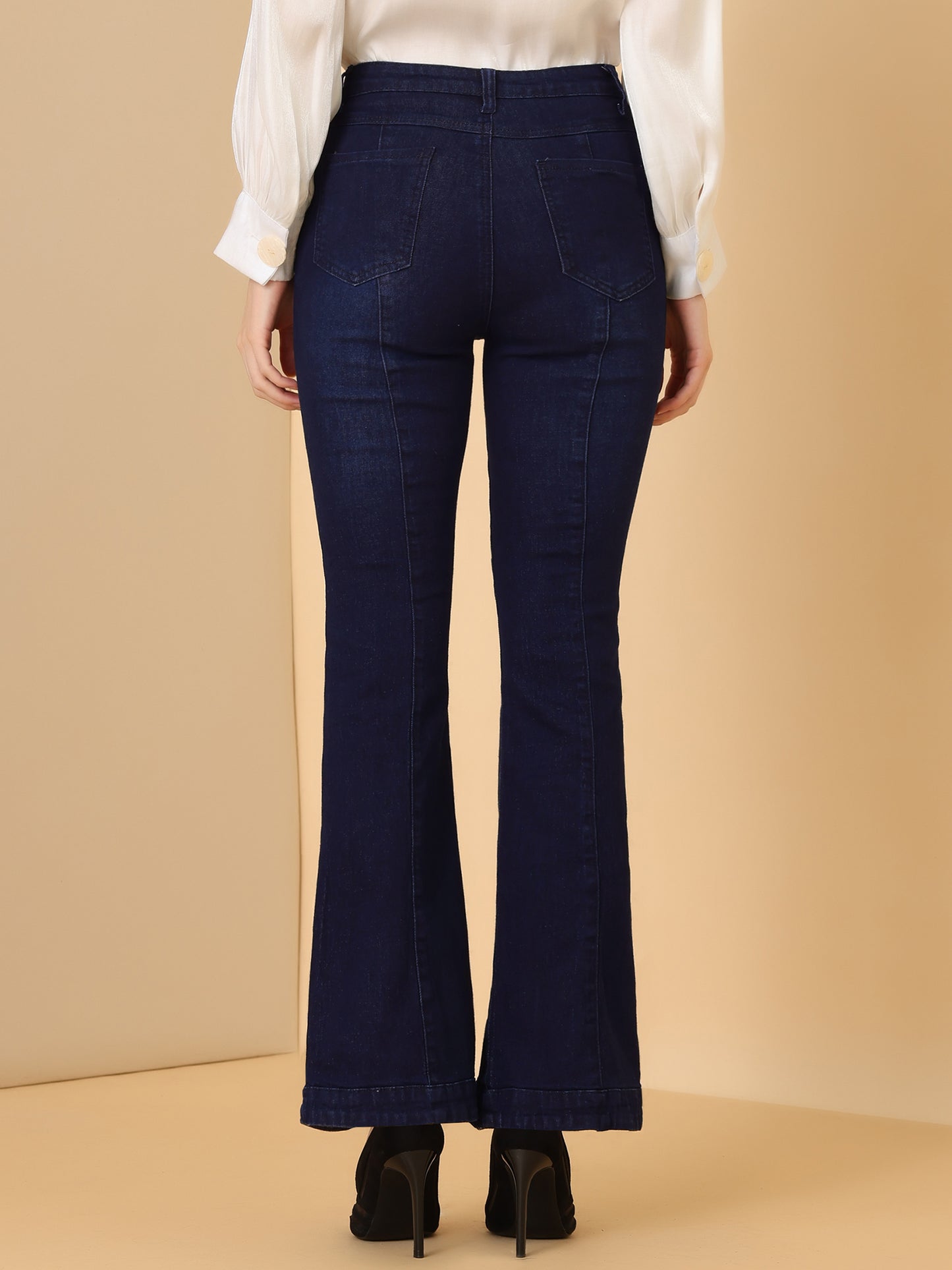 Pantalones vaqueros acampanados de cintura alta para mujer, pantalones vaqueros elásticos retro de mezclilla, pantalones vaqueros de campana