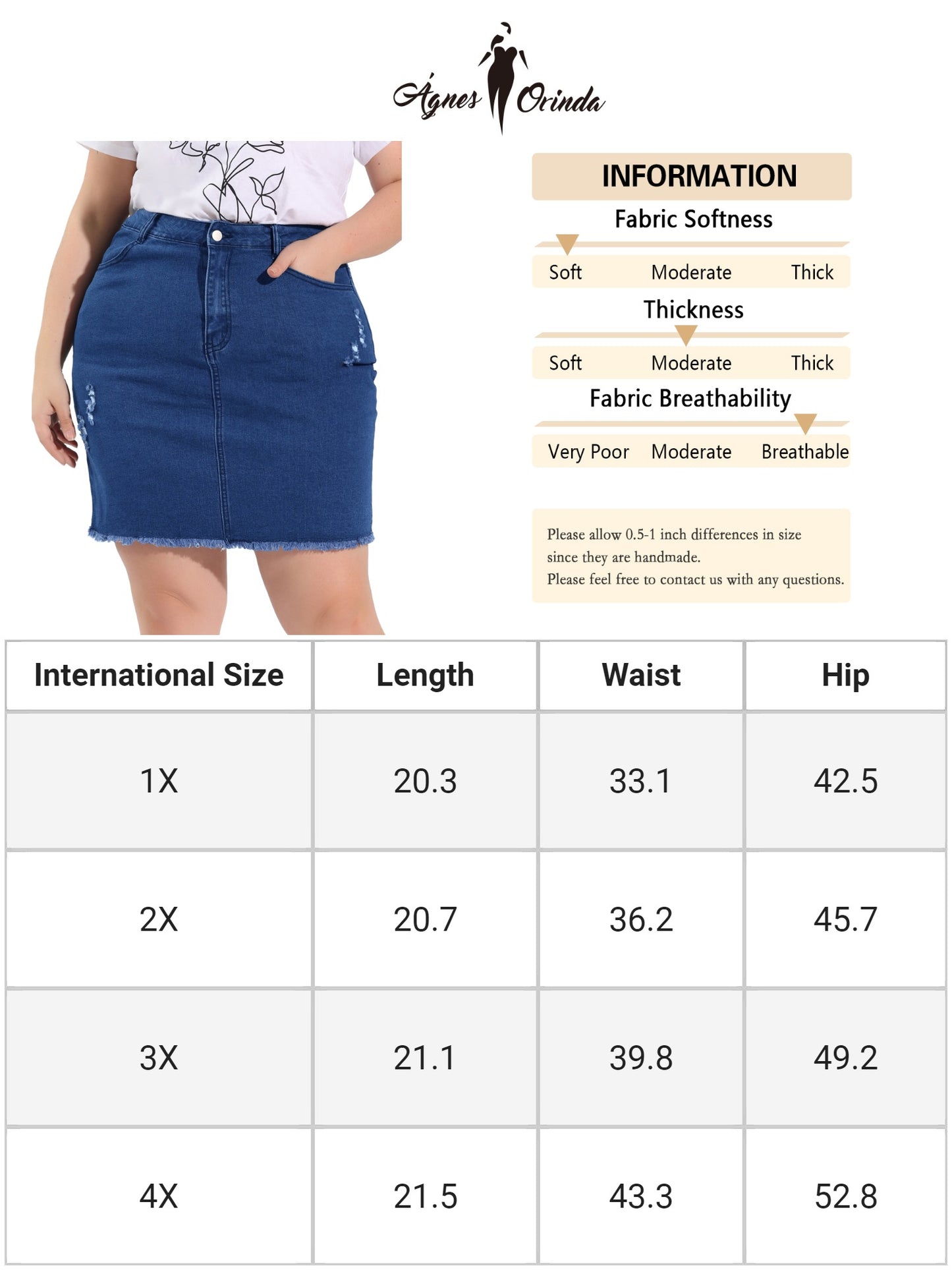 Women's Plus Size Denim Short Skirt Distressed Frayed A-Line Ripped Mini Jean Skirt