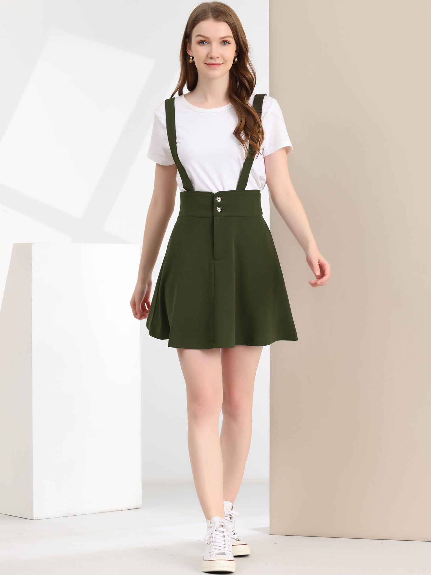 Women's Overall Skirt Straps Flared Skater Short Suspender Skirt
