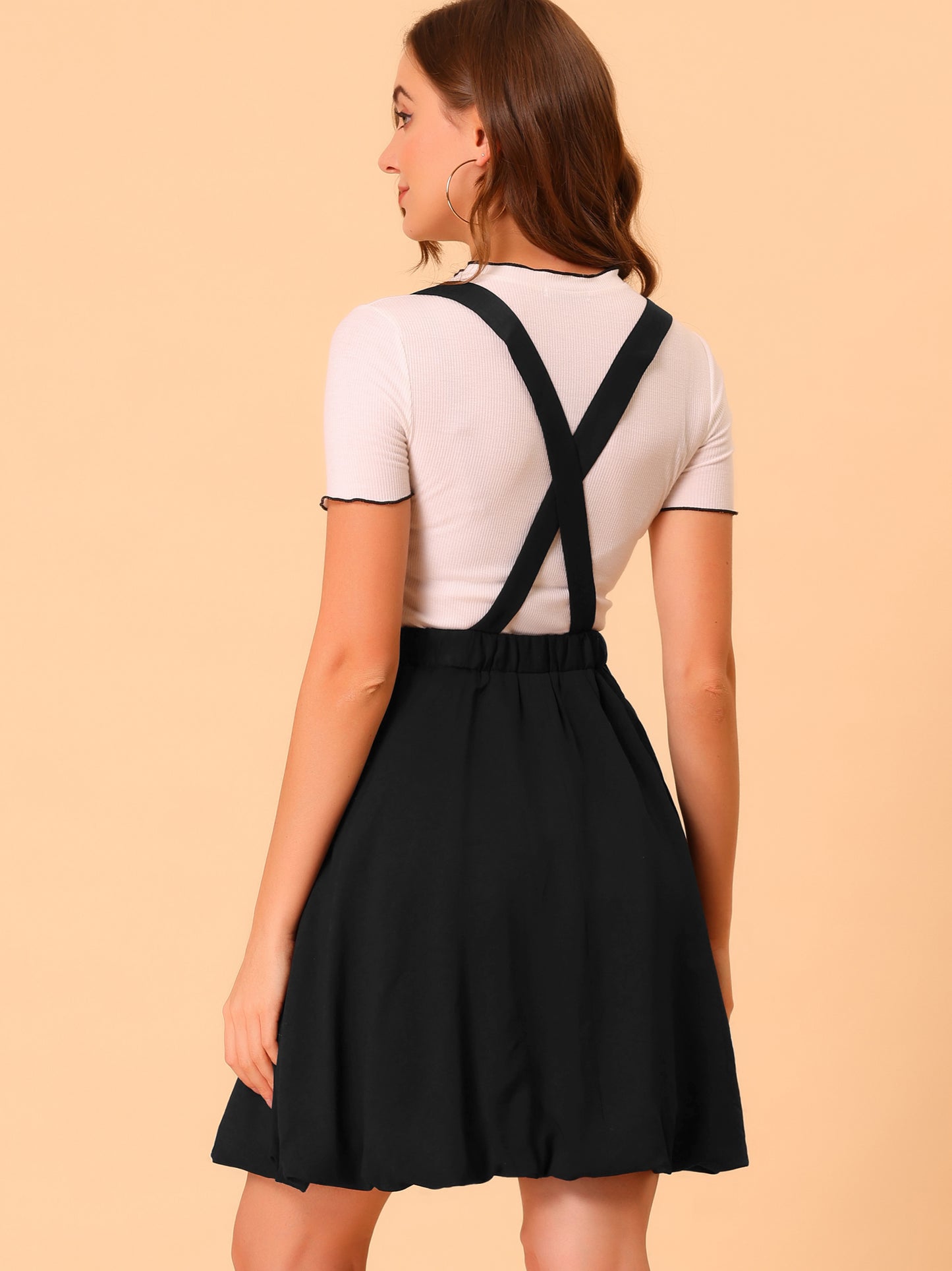Women's Suspender Skirt Detachable Strap A-Line Bubble Skirt