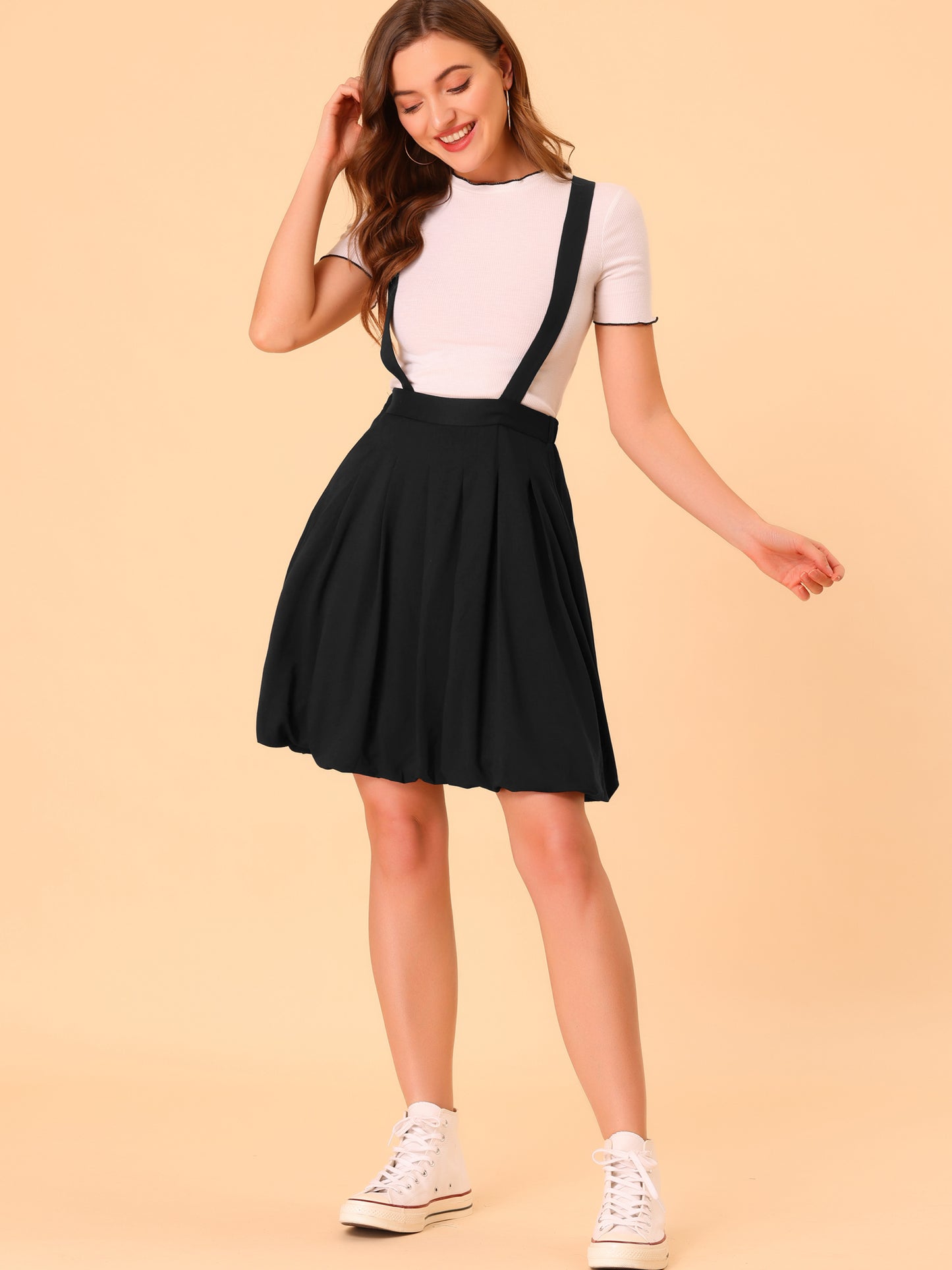 Women's Suspender Skirt Detachable Strap A-Line Bubble Skirt