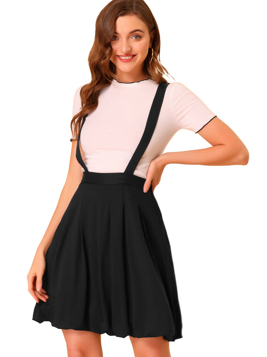 Women's Suspender Skirt Detachable Strap A-Line Bubble Skirt