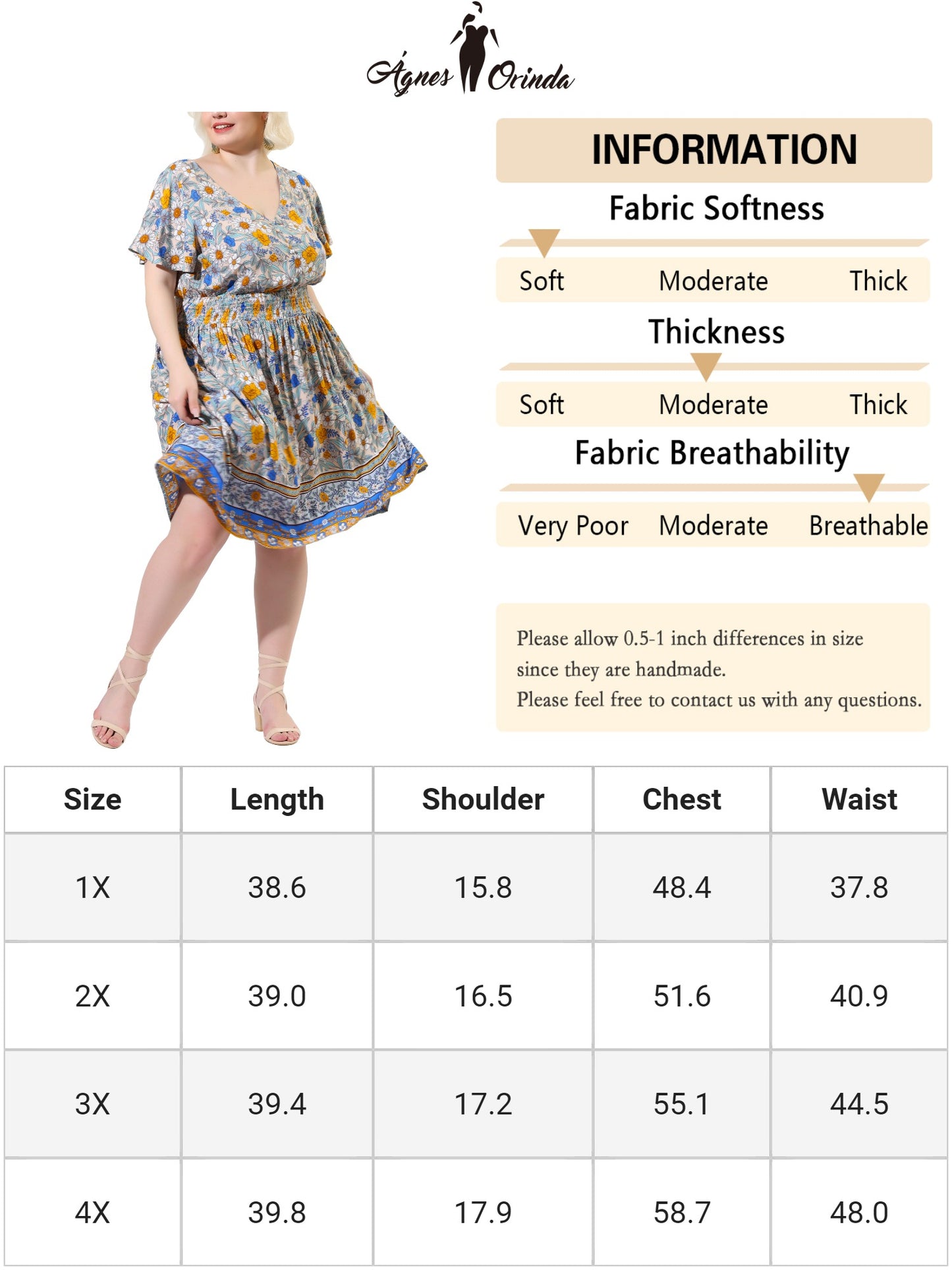 Women Plus Size Placed Pattern Bohemian Smock Waist V Neck Summer Midi Dress