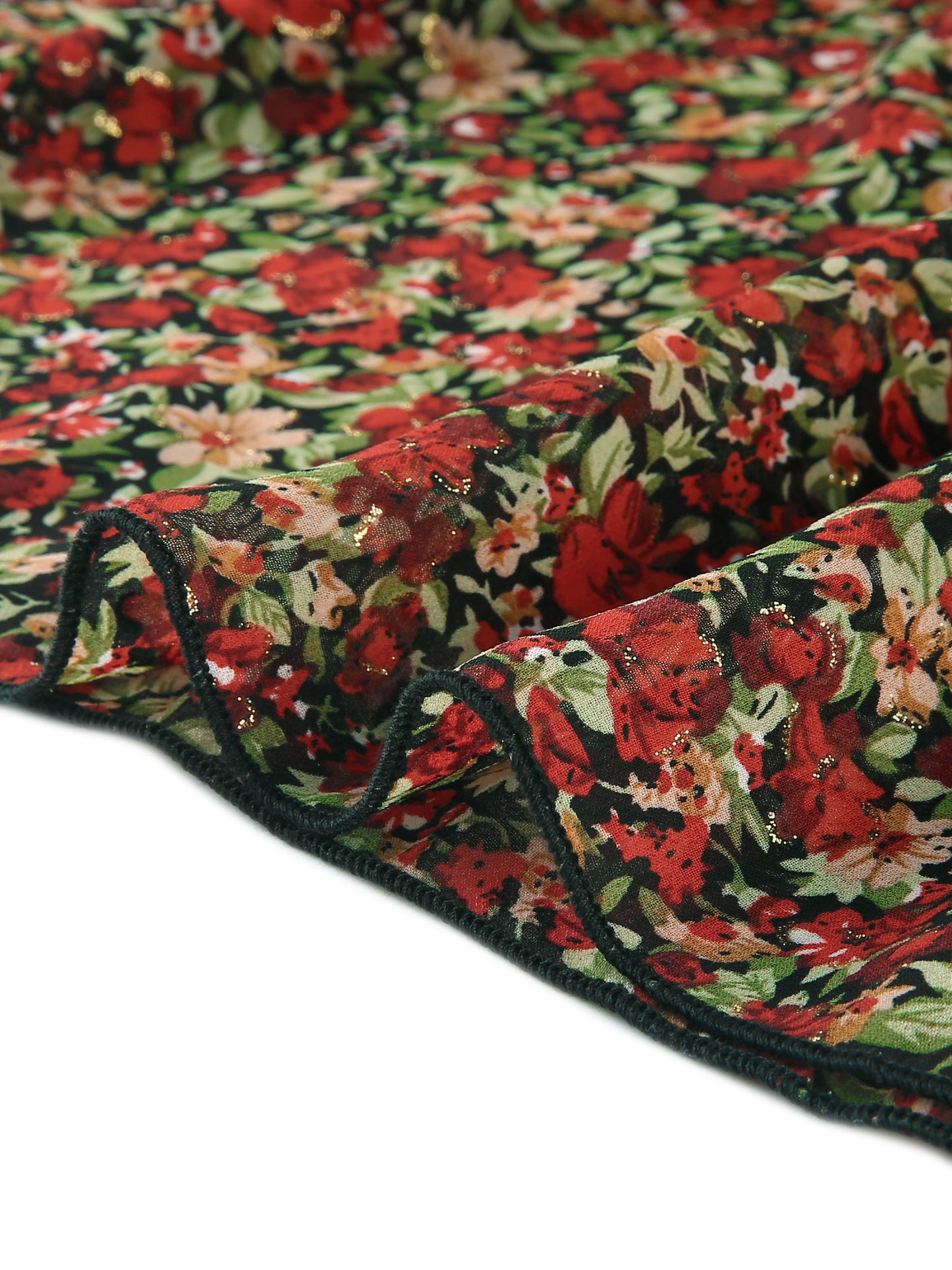 Women's Floral Skirt Ruffle Hem High Waist Layered Midi Skirt