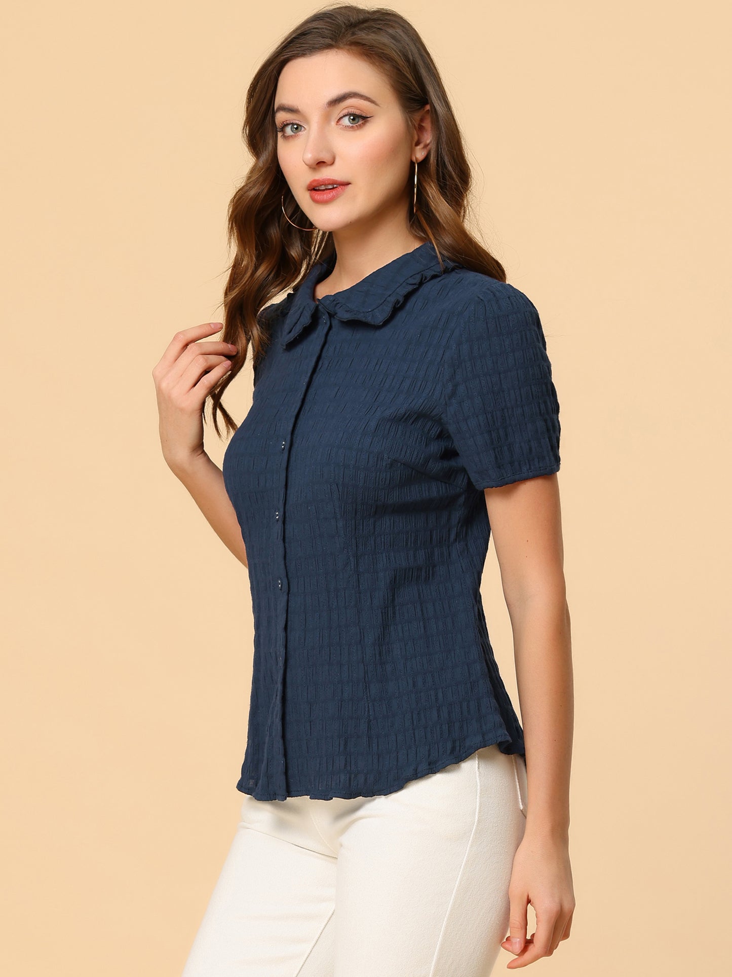 Women's Sweet Peter Pan Collar Button Down Shirt