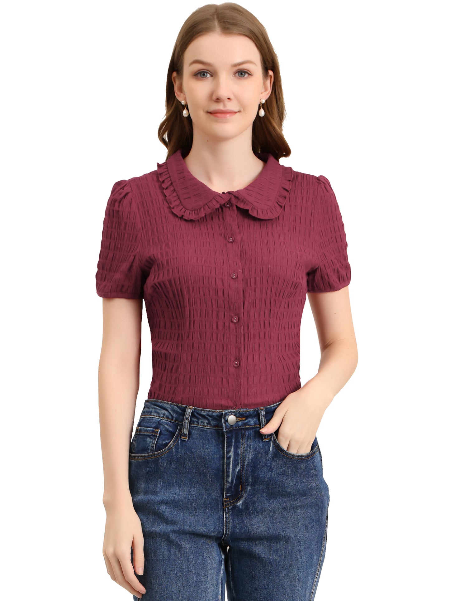 Women's Sweet Peter Pan Collar Button Down Shirt