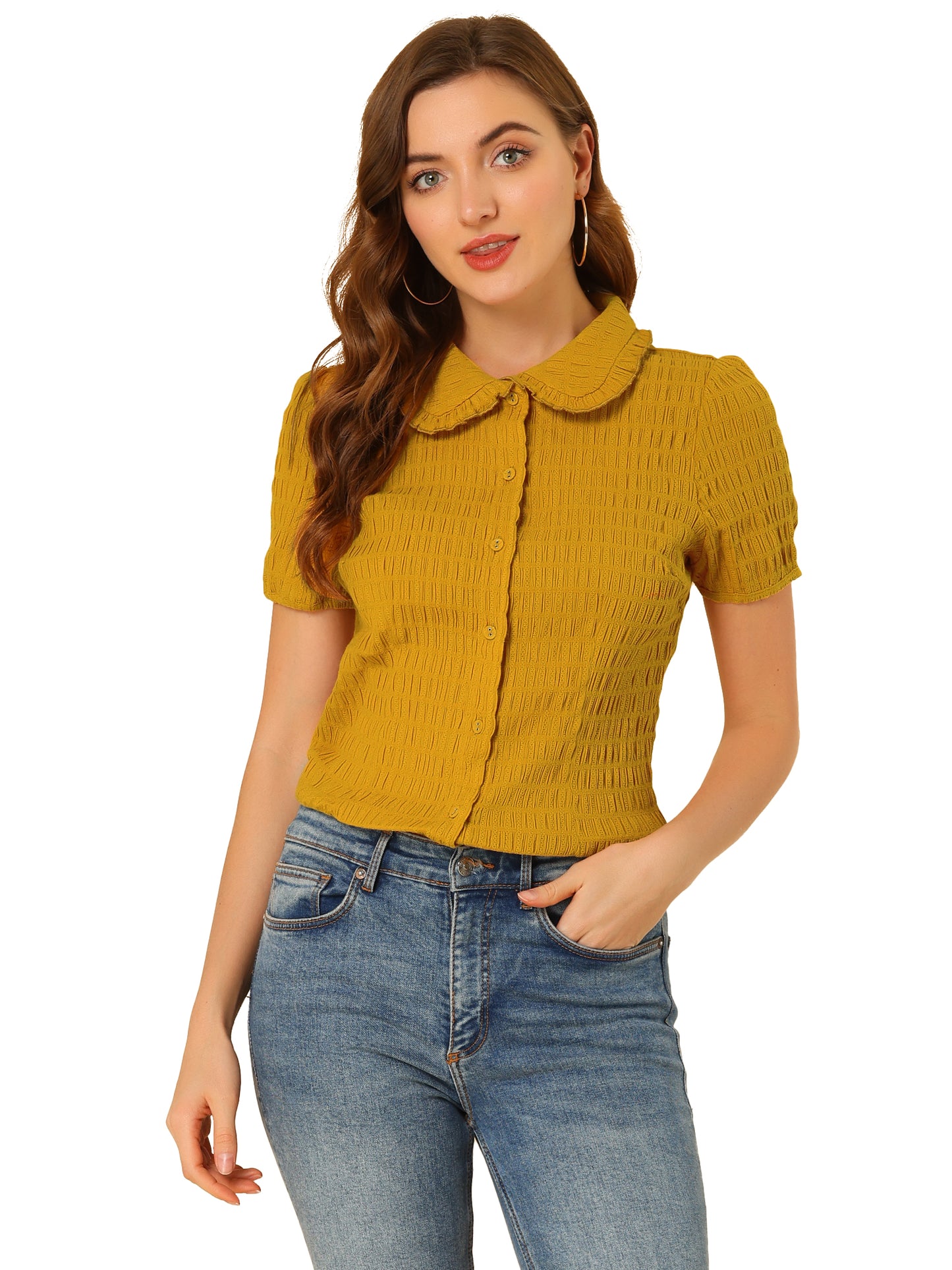 Women's Sweet Peter Pan Collar Button Down Shirt