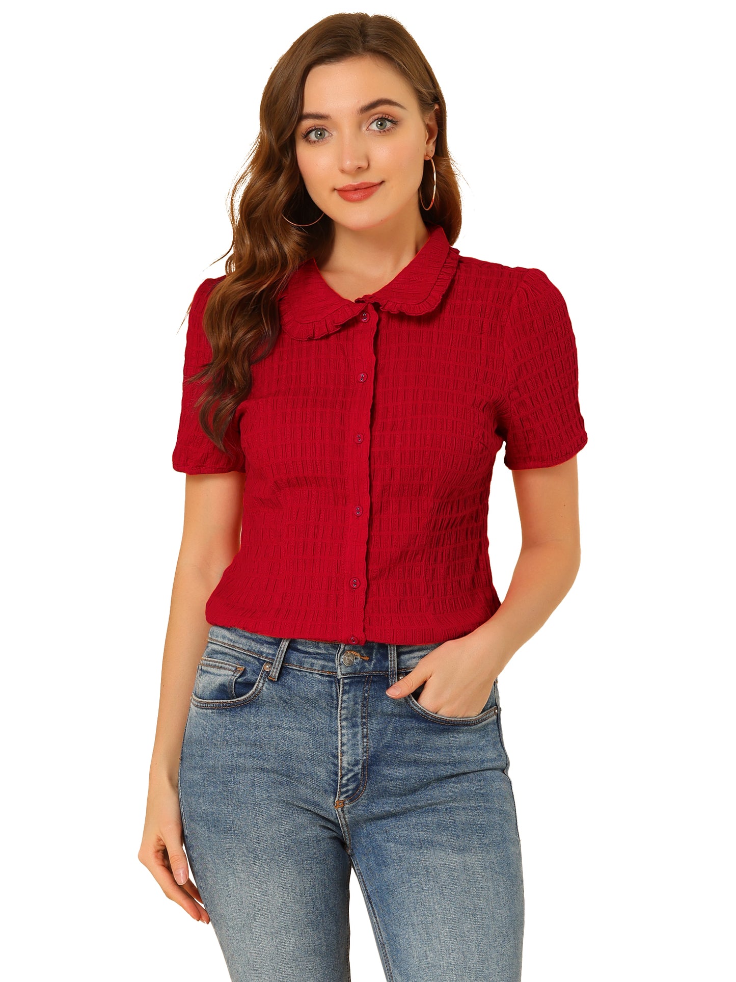 Women's Sweet Peter Pan Collar Button Down Shirt