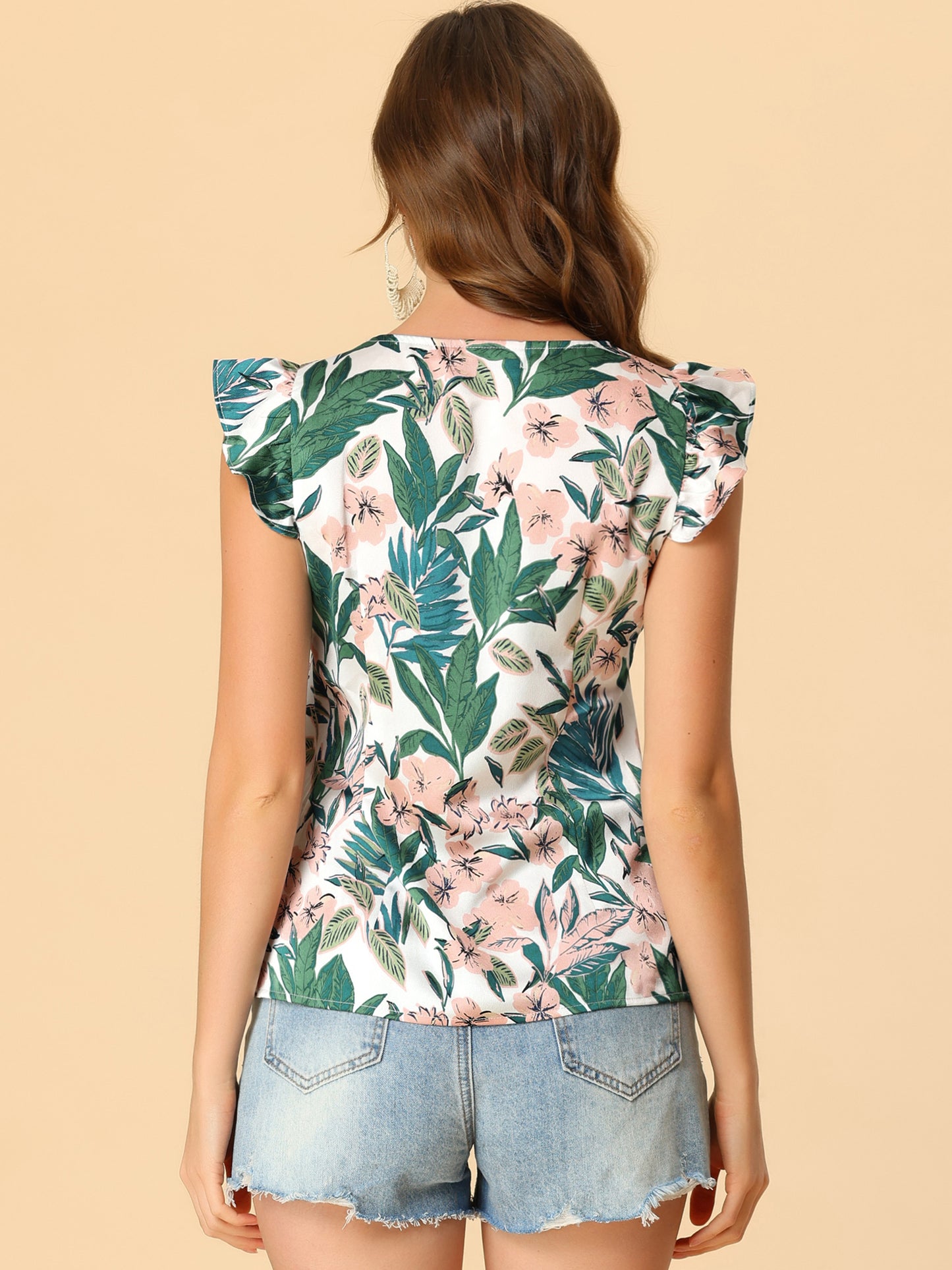 Women's Tropical Tank Top Floral Print Square Neck Summer Beach Vest Top (Available in Plus Size)