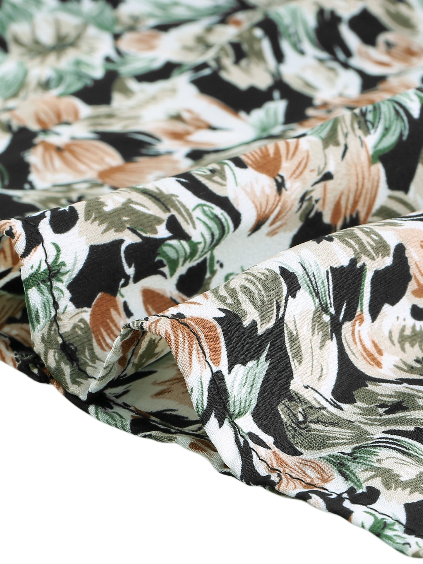 Women's Summer Floral Skirt Elastic Waist High Low Ruffle Hem Midi Skirt