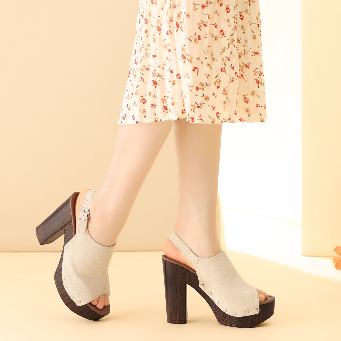 Sandalias de plataforma con tacón grueso y tira trasera para mujer