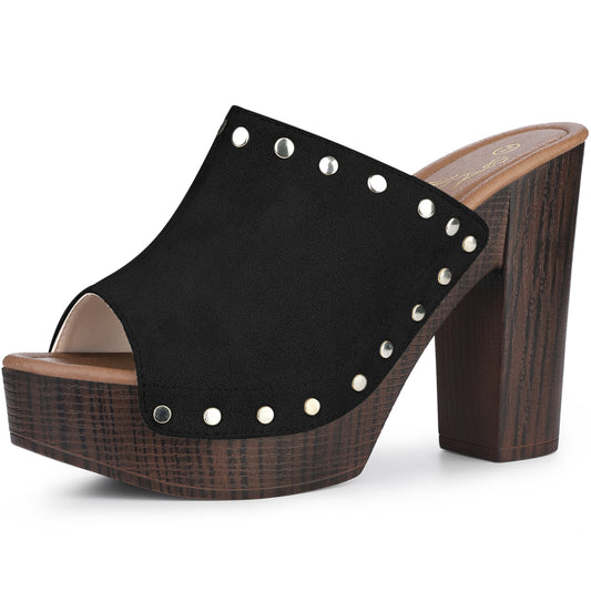 Women Open Toe Platform Chunky Heel Slides Sandals