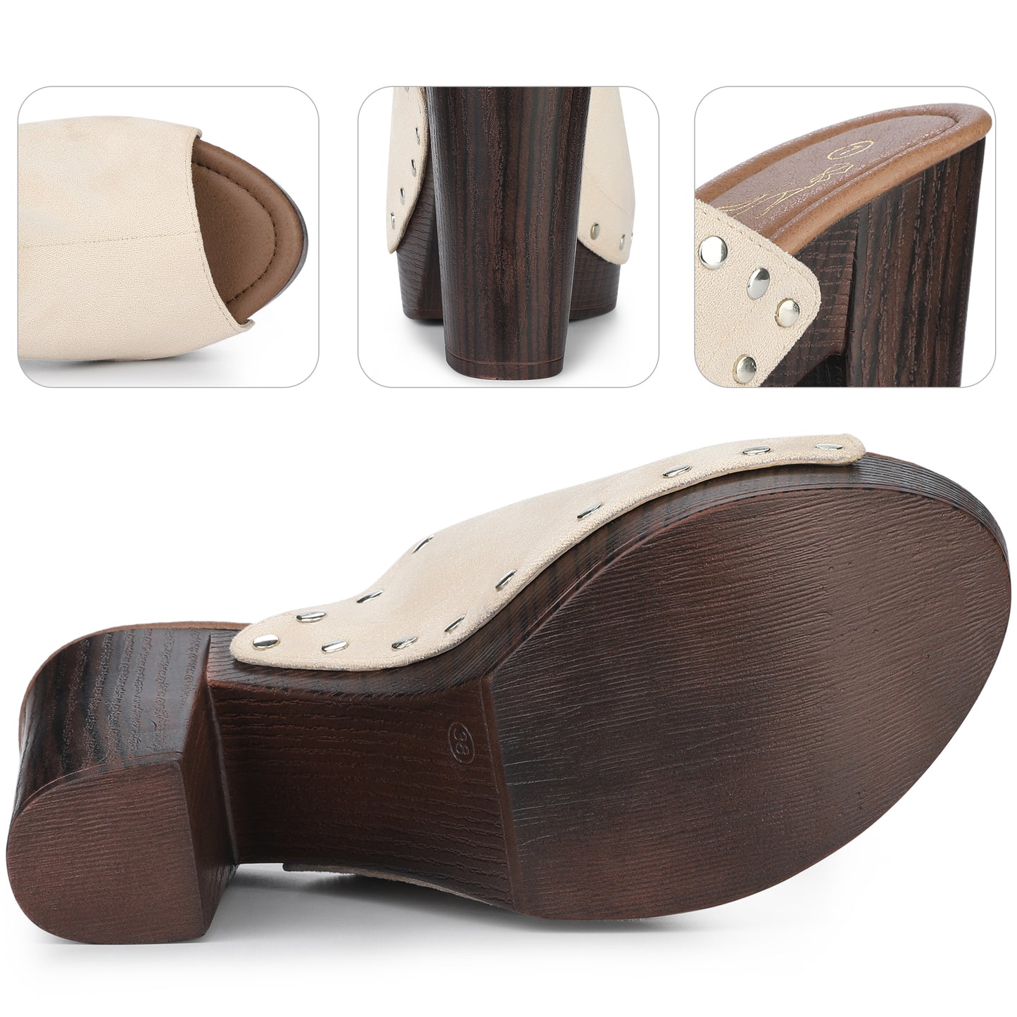 Women Open Toe Platform Chunky Heel Slides Sandals