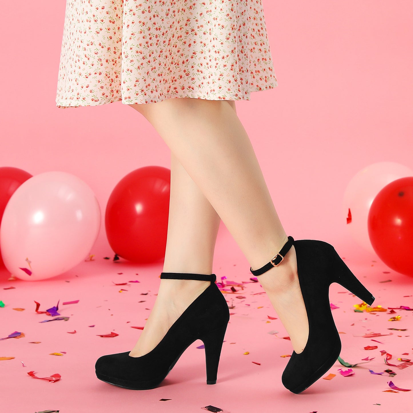 Zapatos Mary Jane para mujer con tacones de aguja y punta redonda