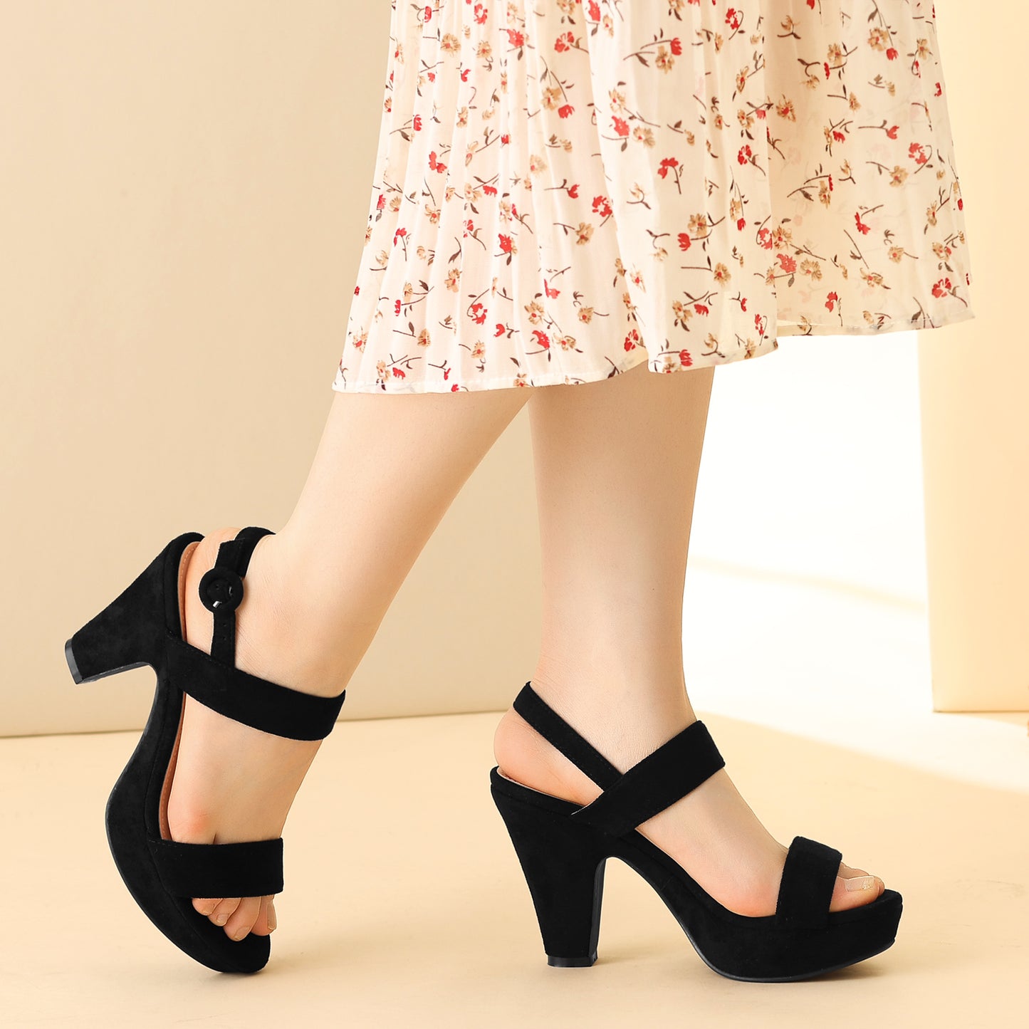 Women's Platform Slingback Block Heeled Sandals