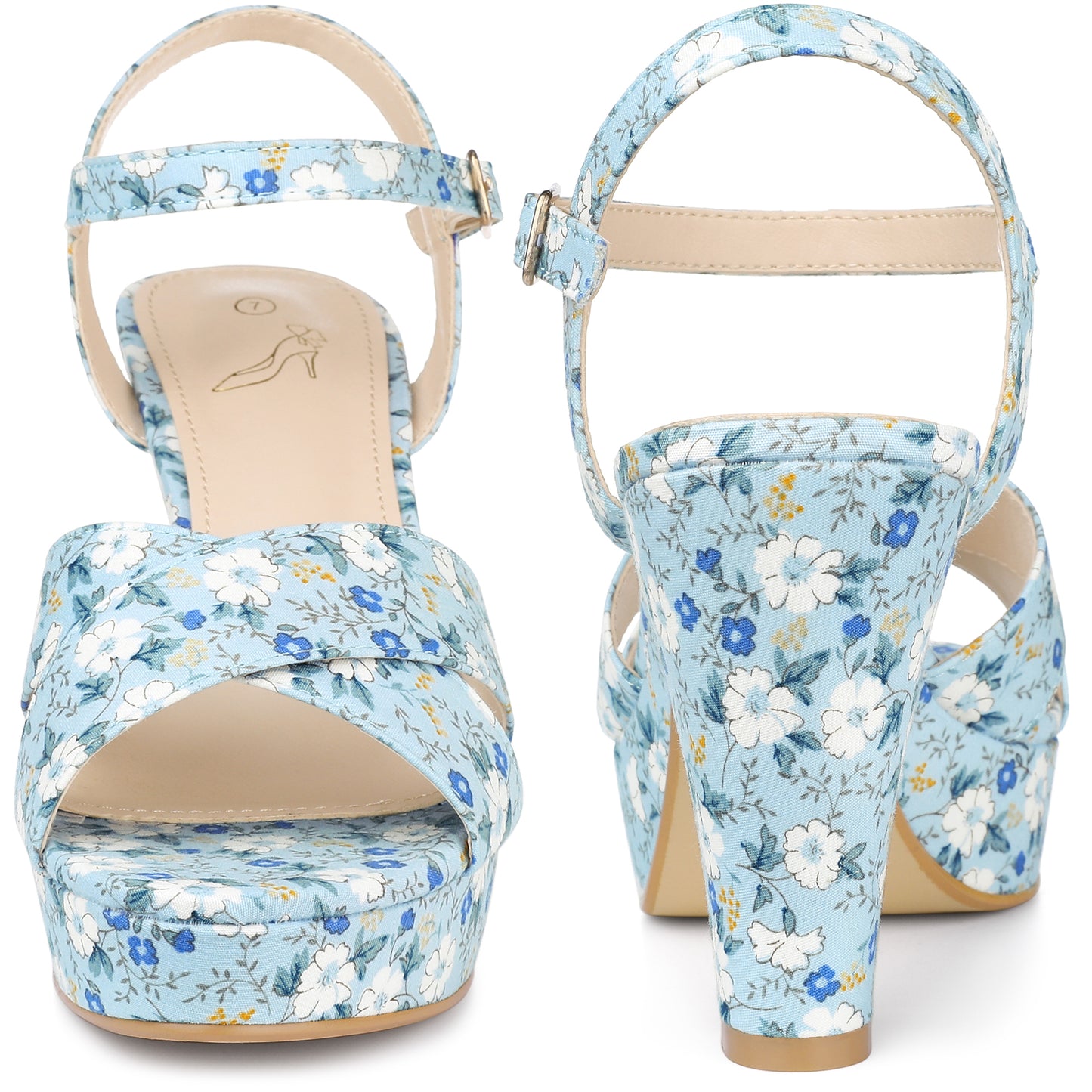 Sandalias de plataforma con tacón grueso y diseño floral para mujer