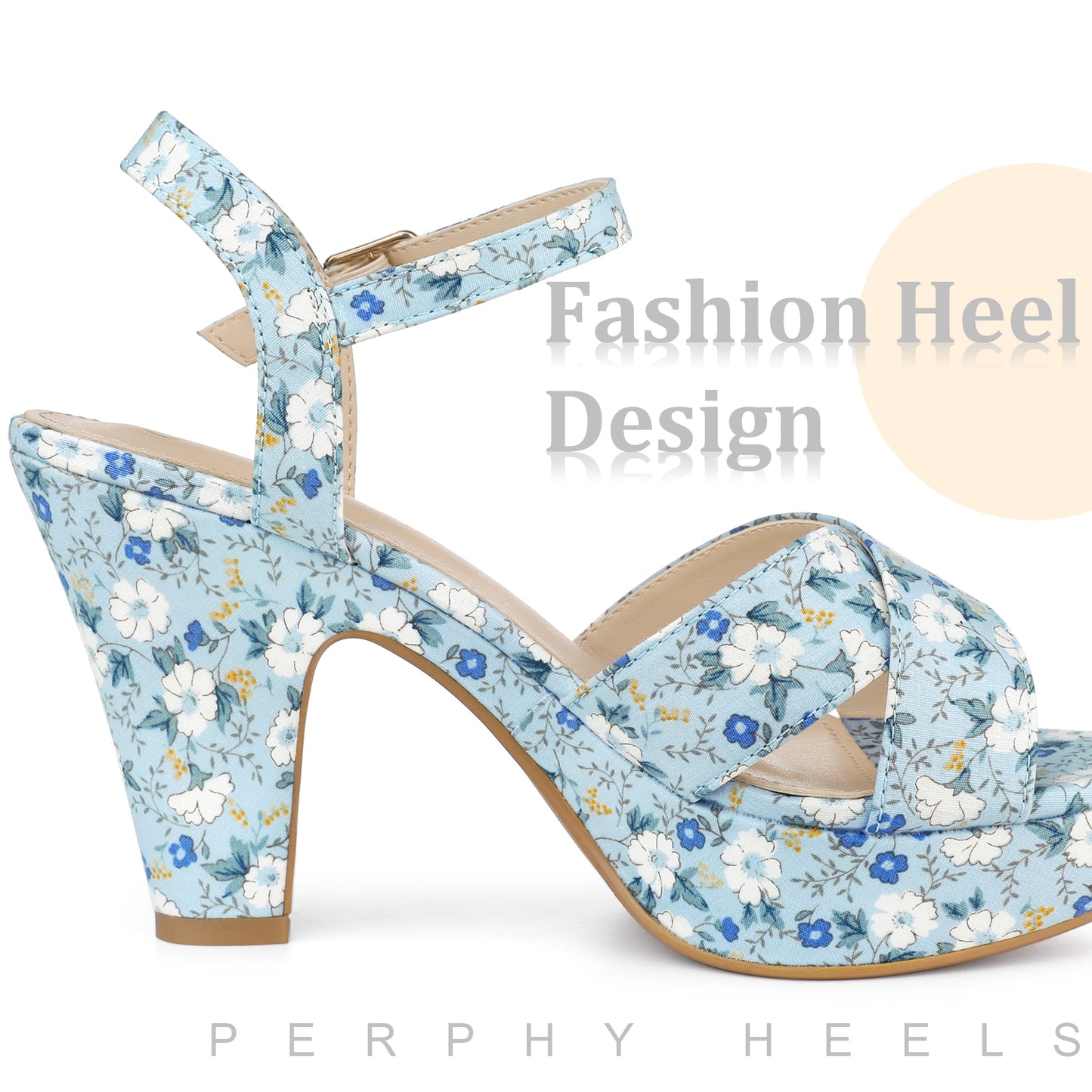 Sandalias de plataforma con tacón grueso y diseño floral para mujer