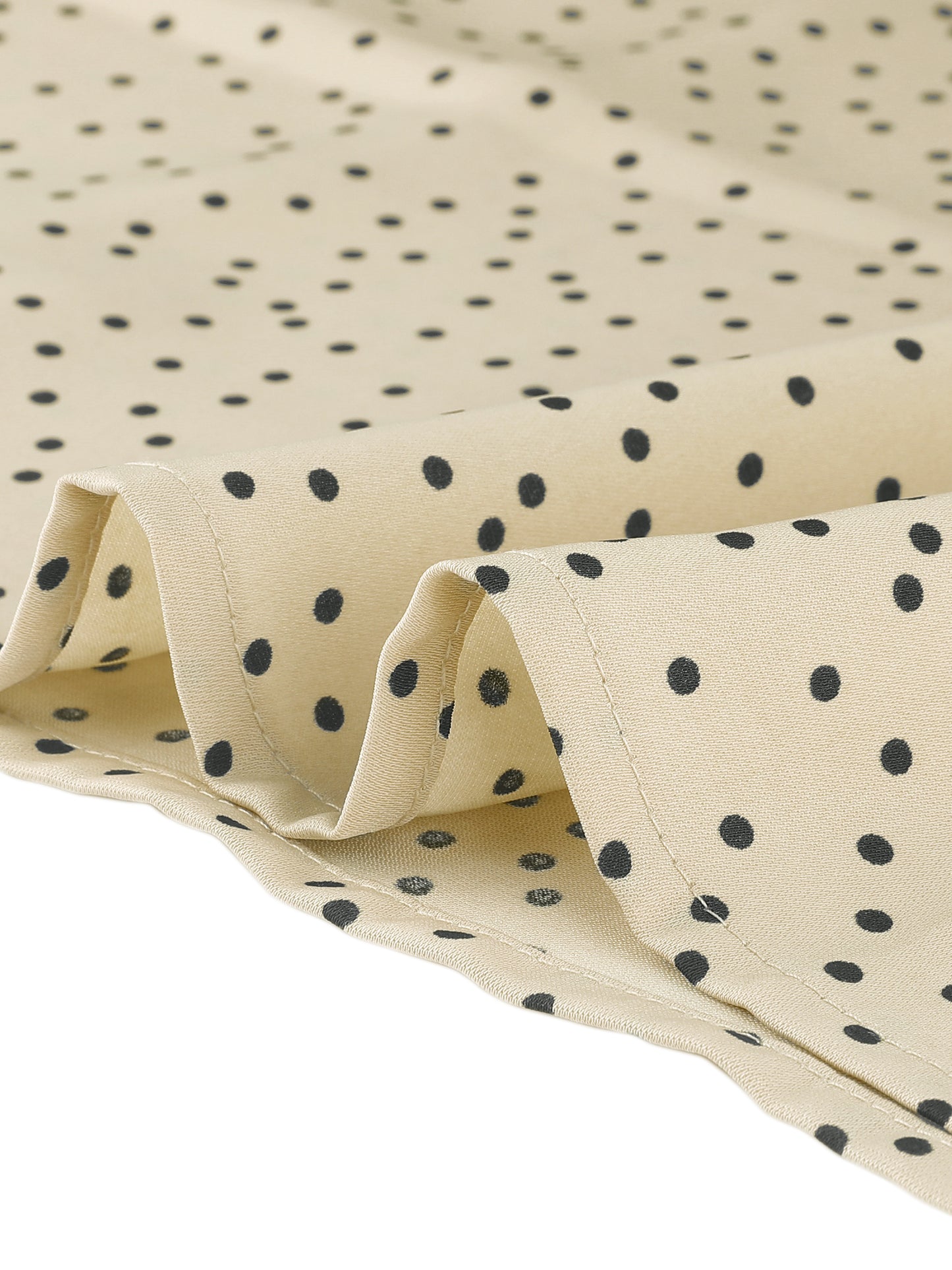 Women's Contrast Doll Collar Polka Dots Short Sleeves Blouse Shirt Top