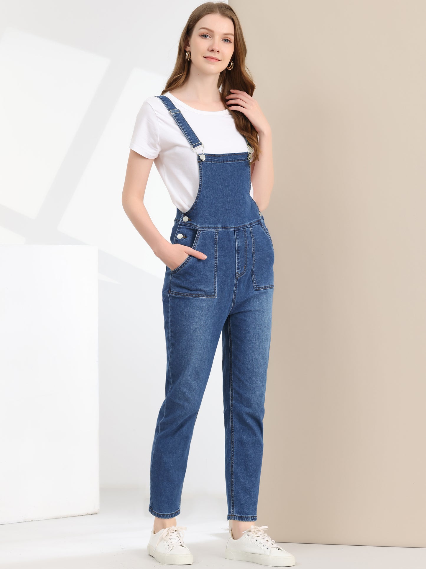 Women's Casual Adjustable Denim Bib Long Overalls Jeans Pants Jumpsuits