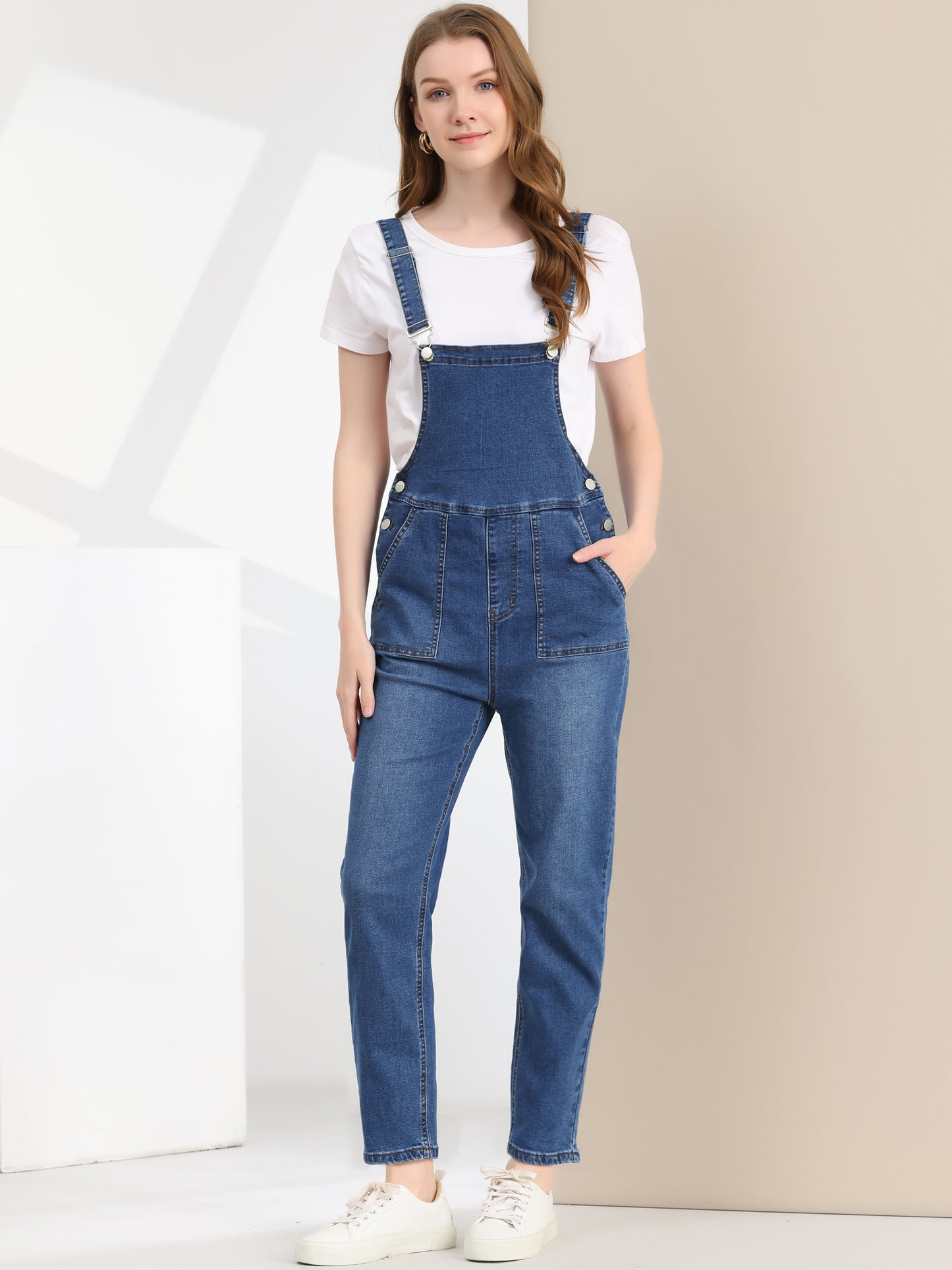 Women's Casual Adjustable Denim Bib Long Overalls Jeans Pants Jumpsuits