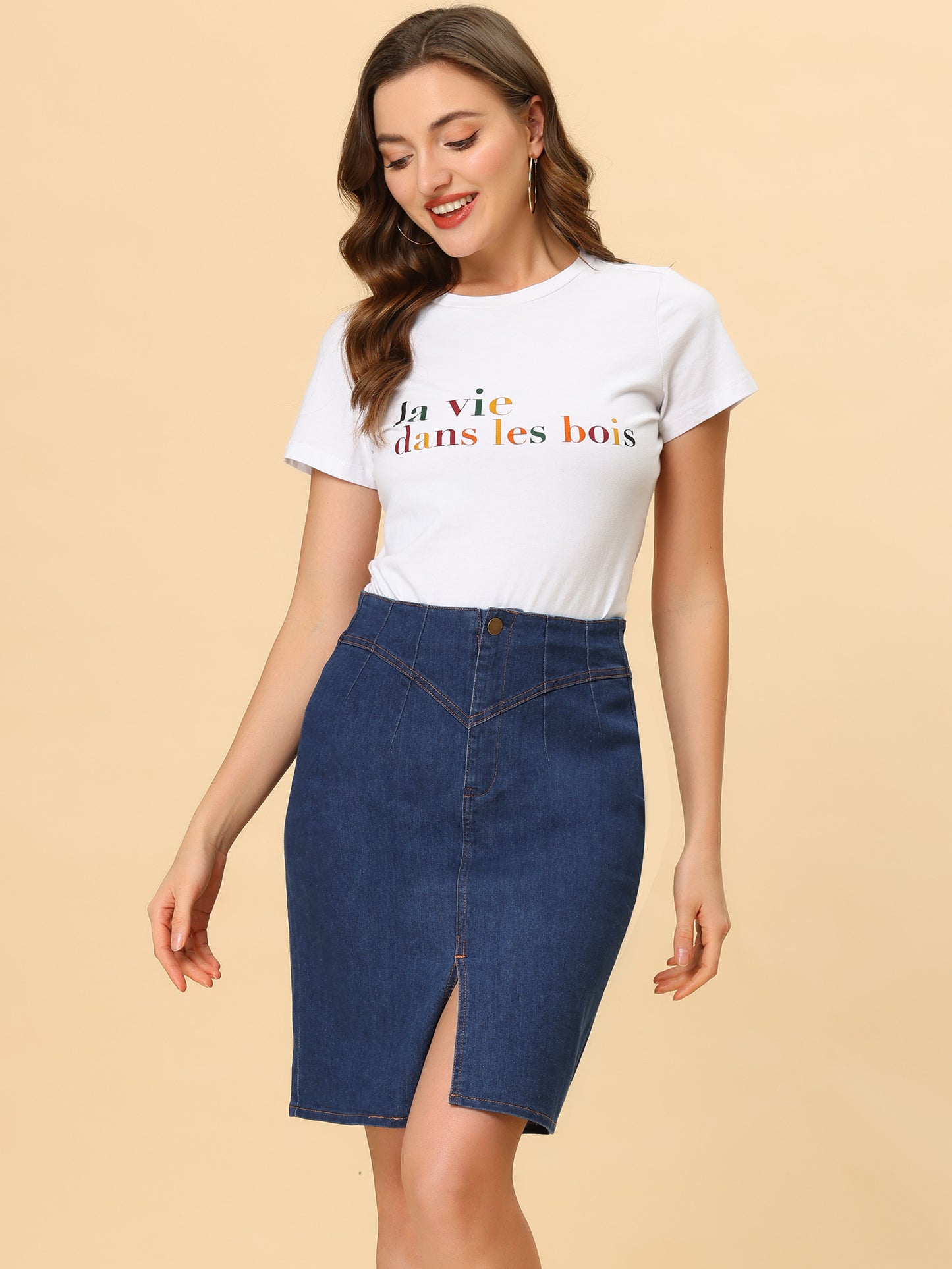Falda tubo asimétrica y elástica para mujer, ideal para el trabajo