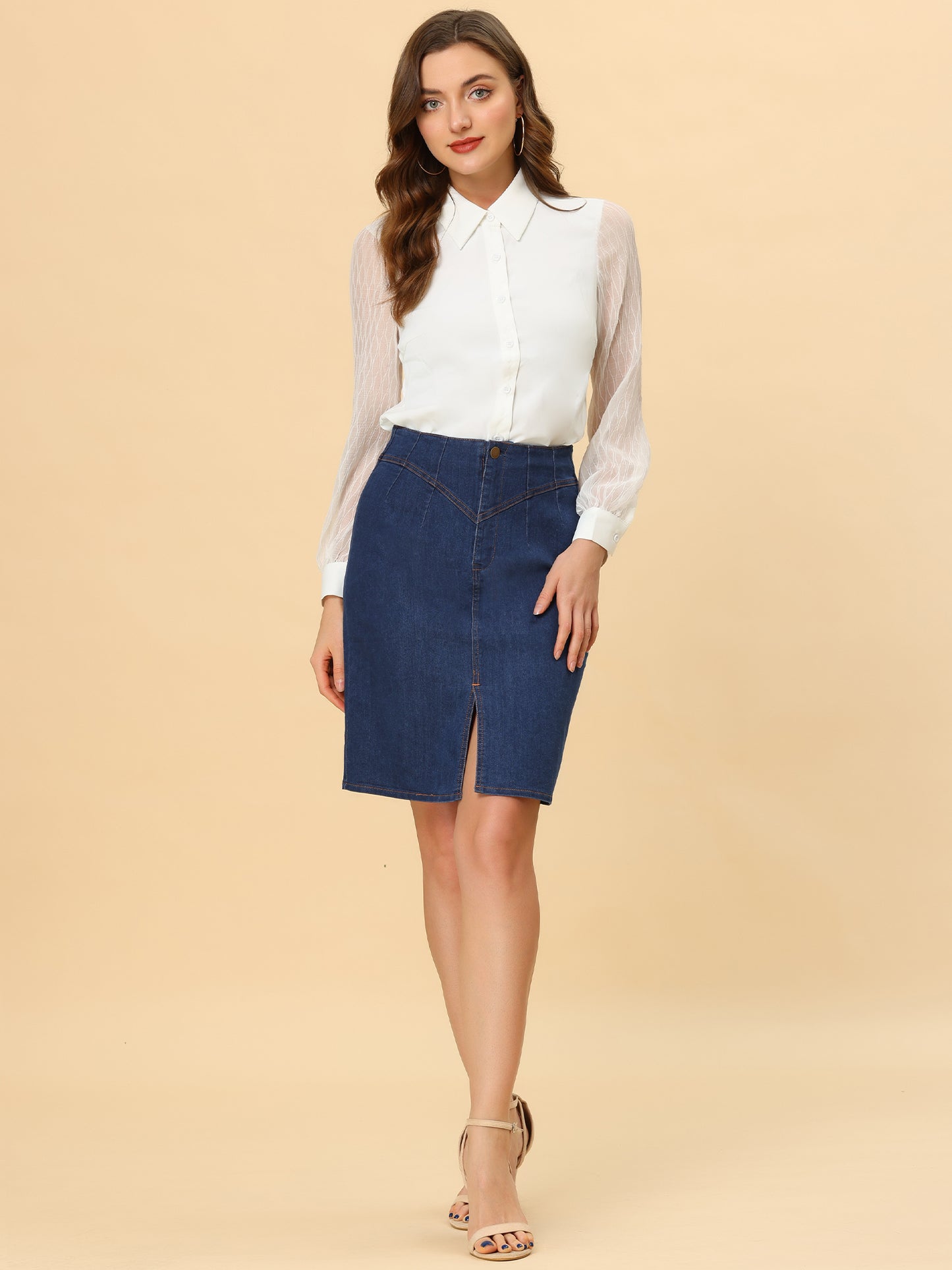 Falda tubo asimétrica y elástica para mujer, ideal para el trabajo