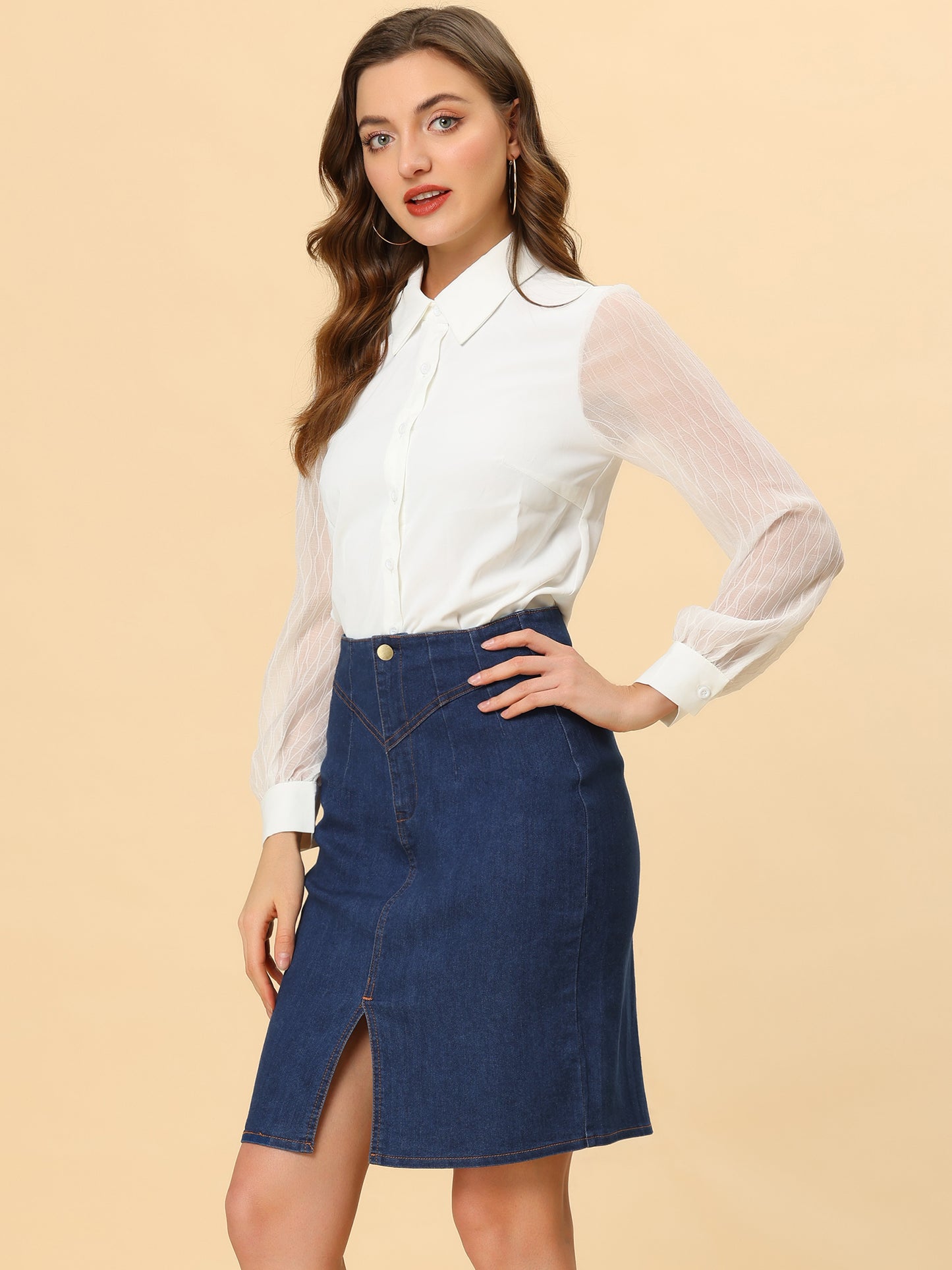 Falda tubo asimétrica y elástica para mujer, ideal para el trabajo
