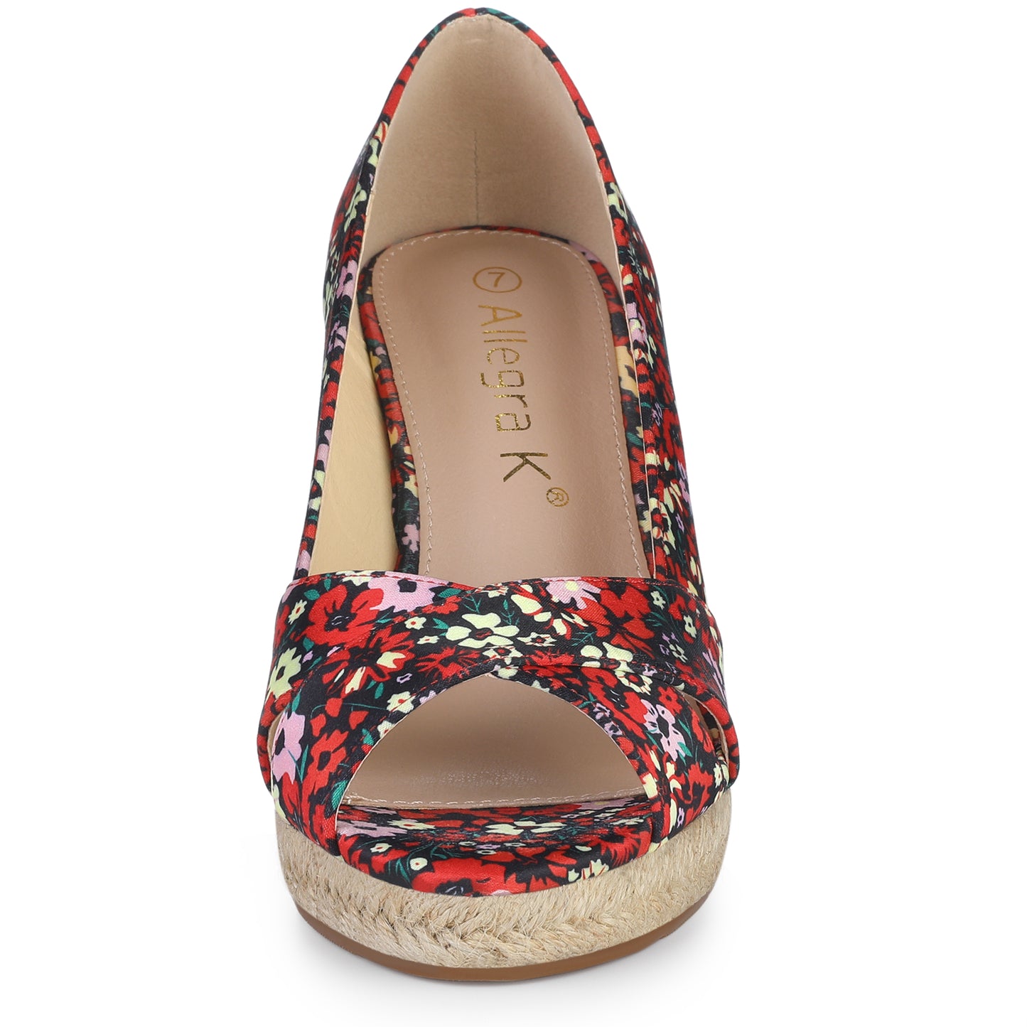 Sandalias de cuña con plataforma y punta abierta con diseño floral para mujer