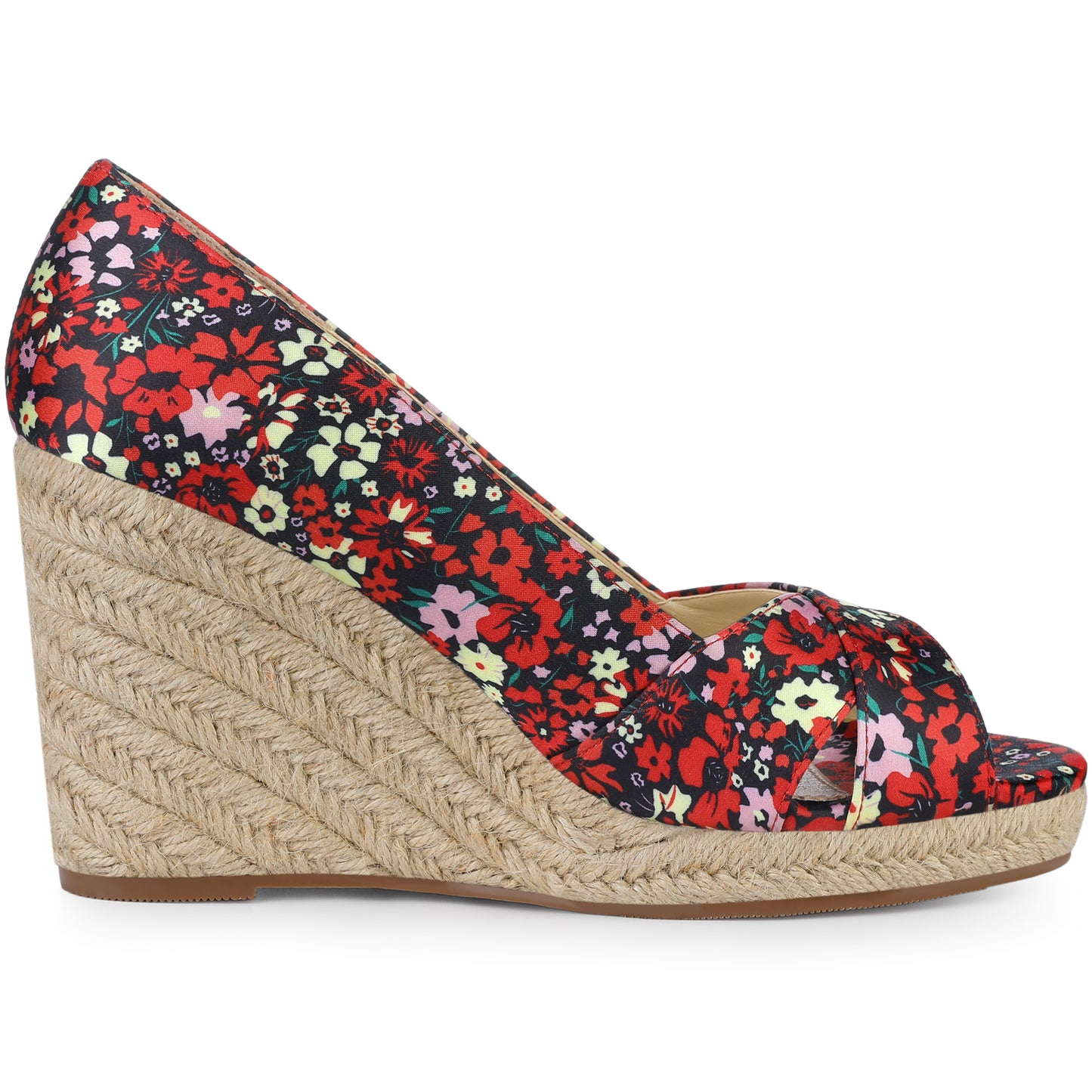 Women's Floral Peep Toe Platform Pumps Espadrille Wedge Sandals