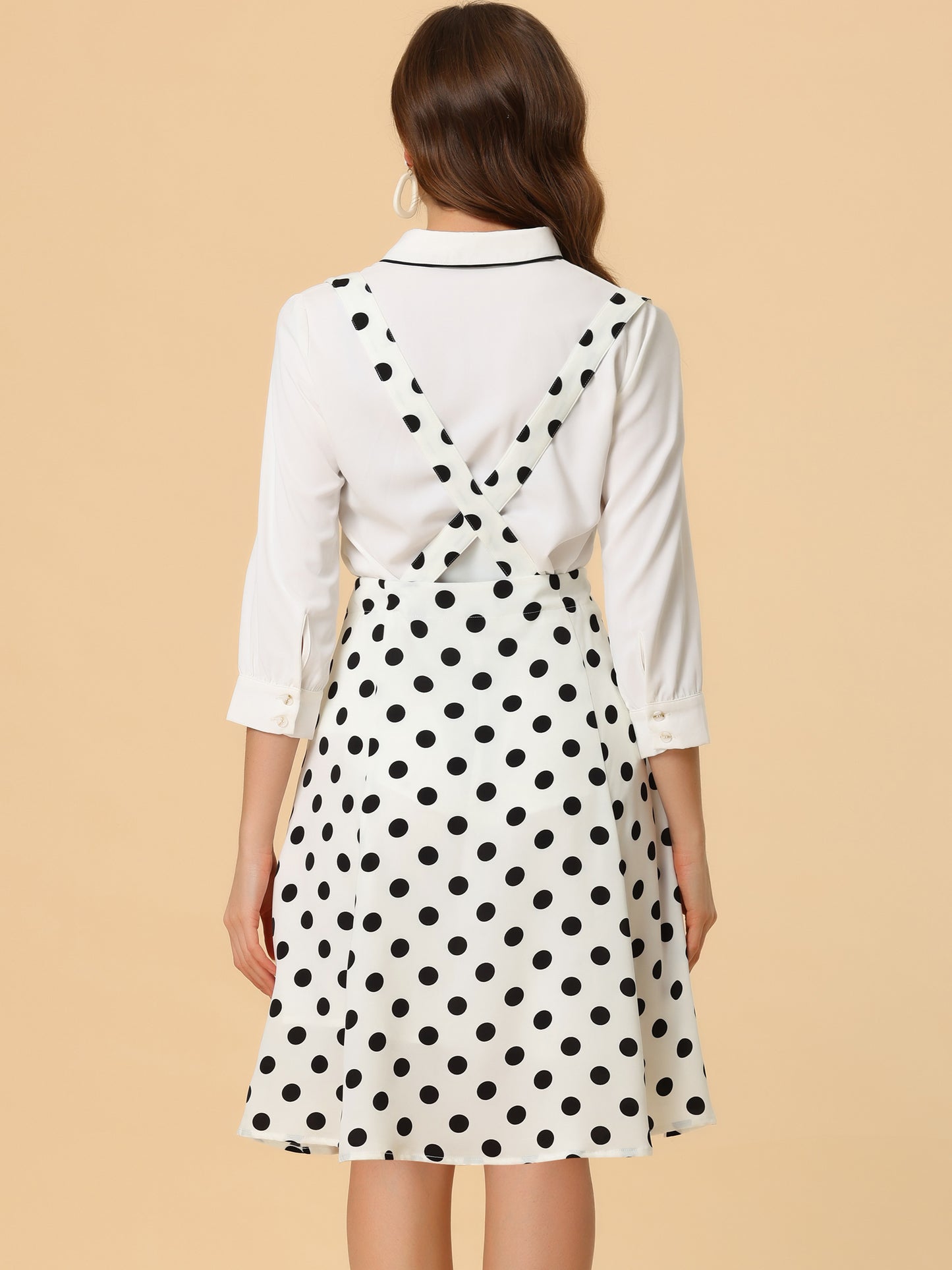 Falda midi holgada con lunares de los años 50 para mujer