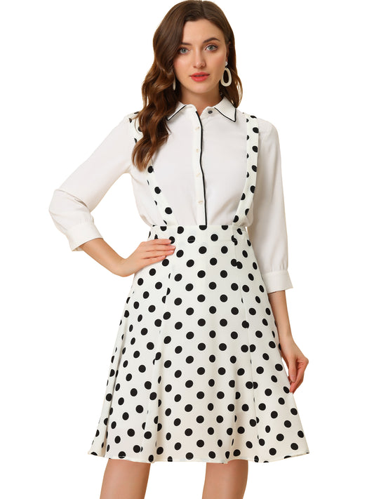 Women's Retro Suspender Skirt 1950s Polka Dots Flowy Midi Skirts