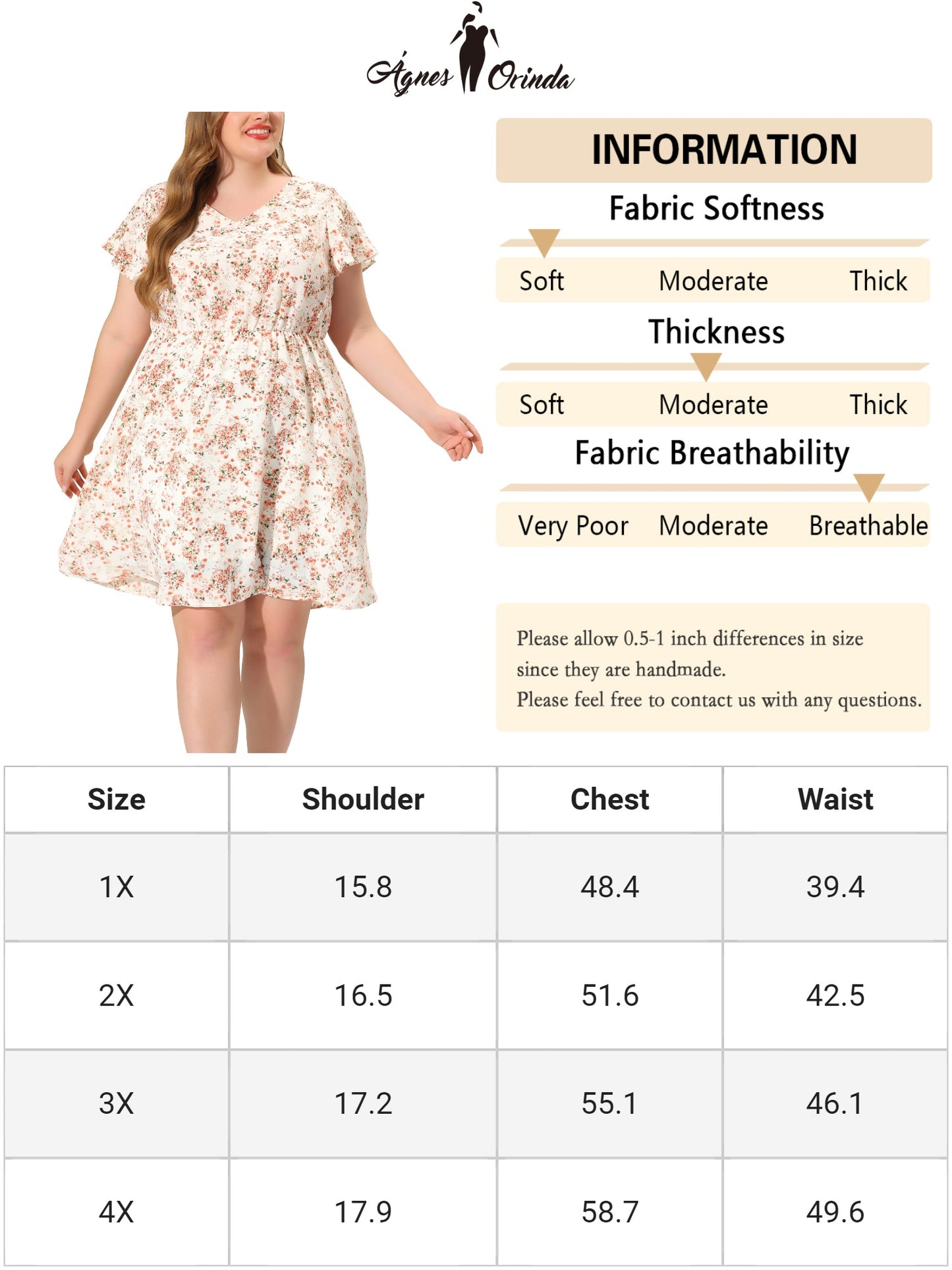 Women Plus Size Summer V Neck Flare Sleeve Sundress Peplum Midi Ruffle Dress