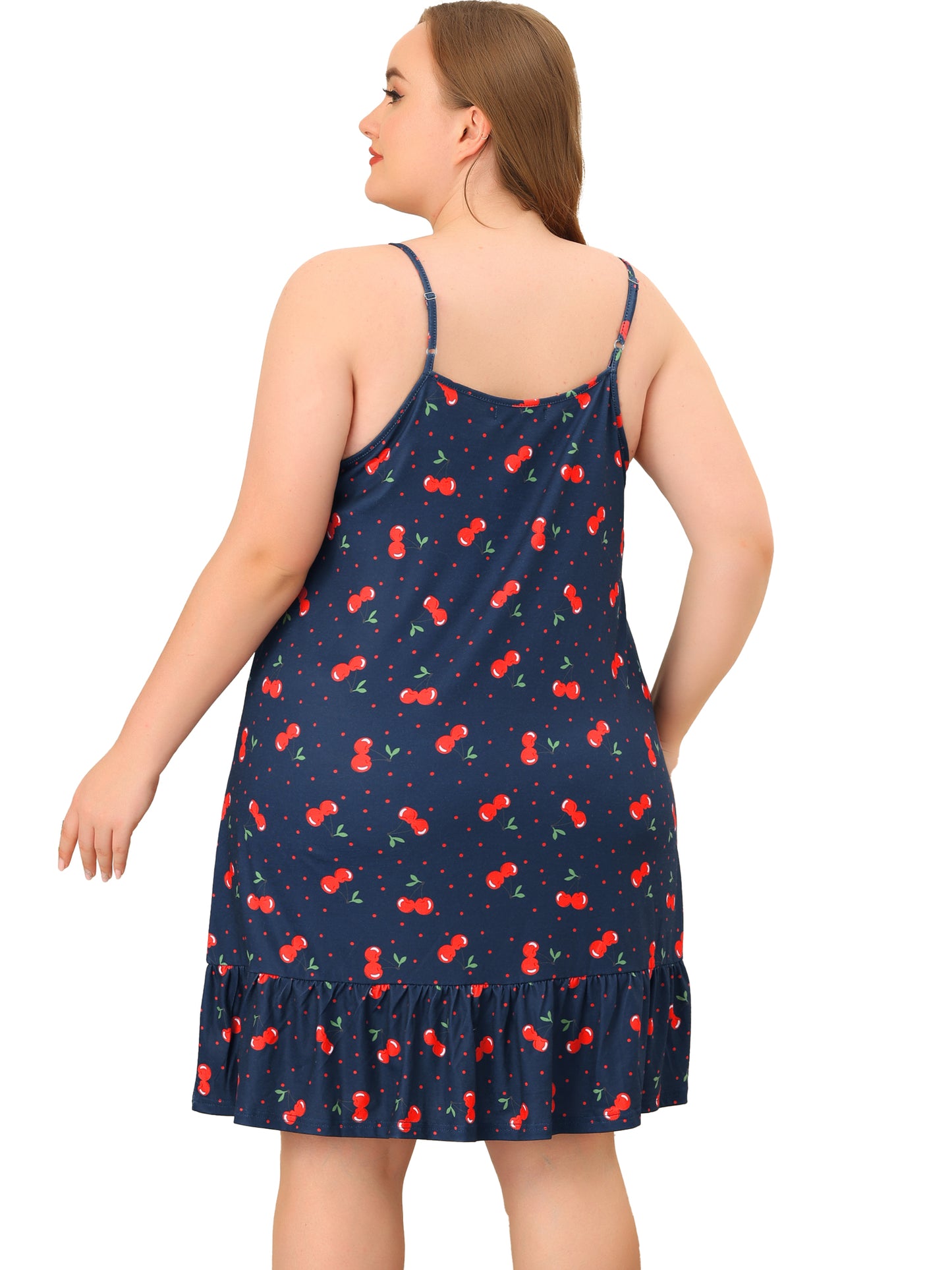 Women Plus Size Nightgown Chemise Sleepwear Printed Strap Nightwear Lingerie