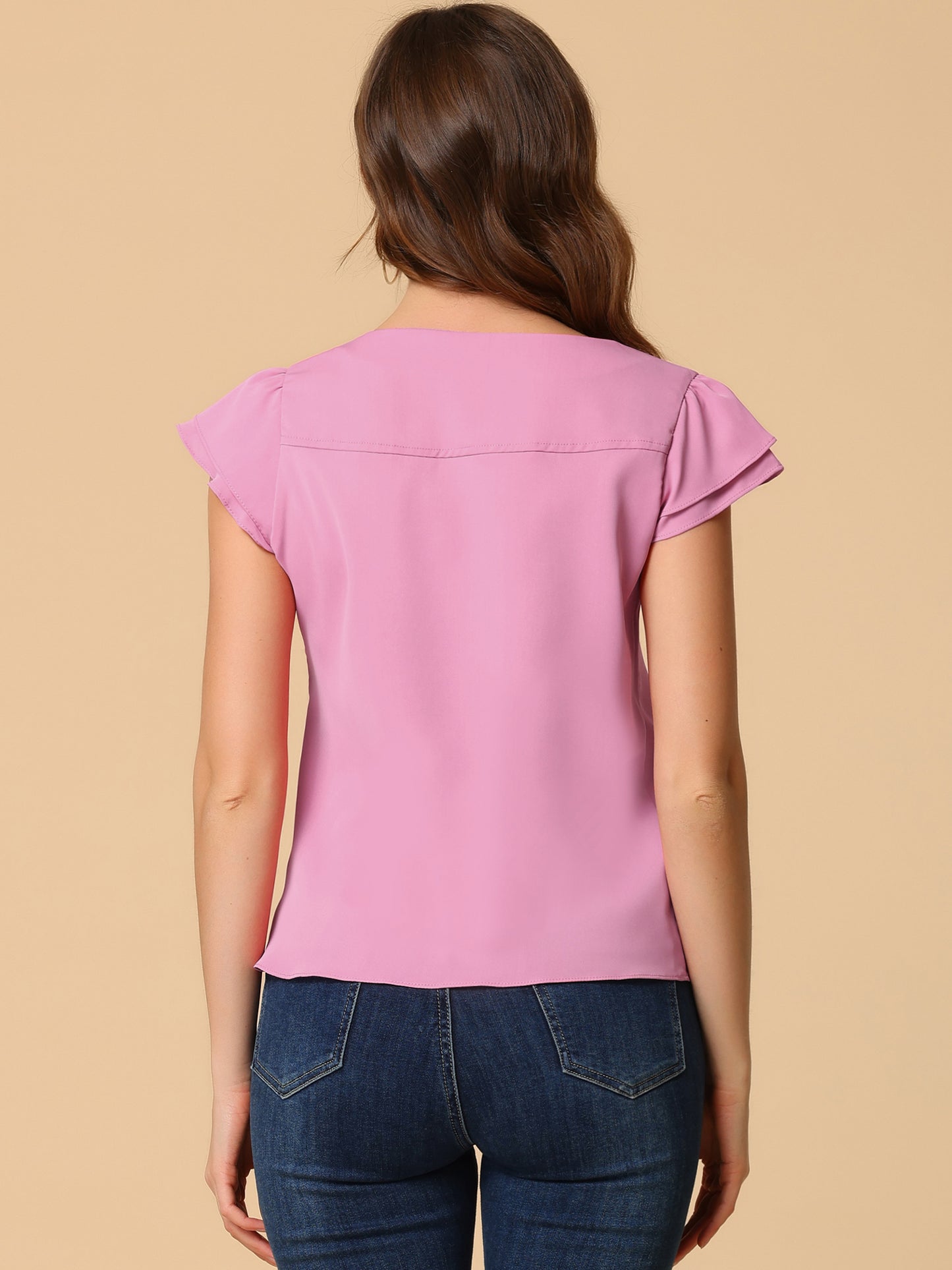 Women's Cap Sleeve Top Work Business Casual Plain Blouse