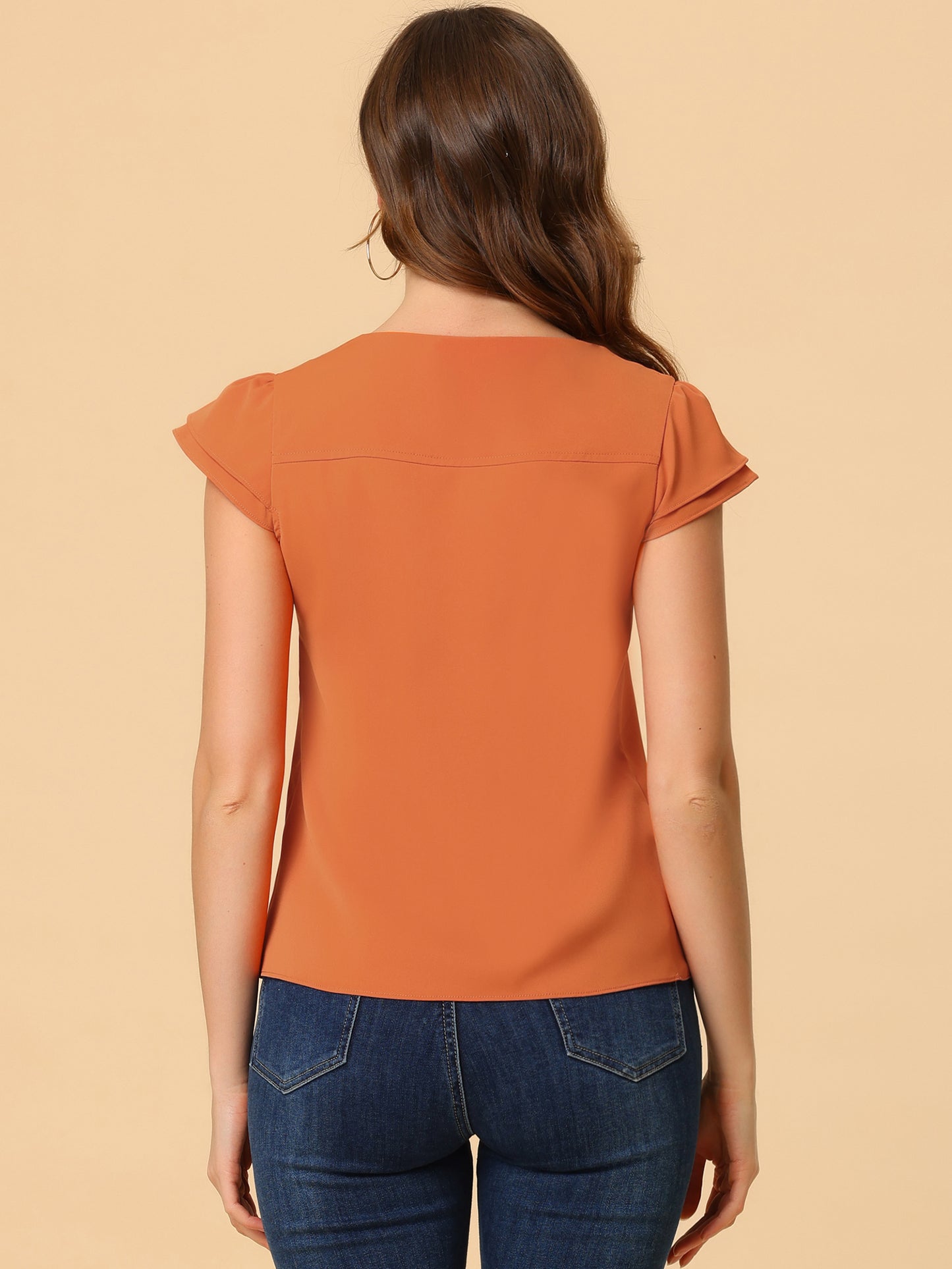 Women's Cap Sleeve Top Work Business Casual Plain Blouse