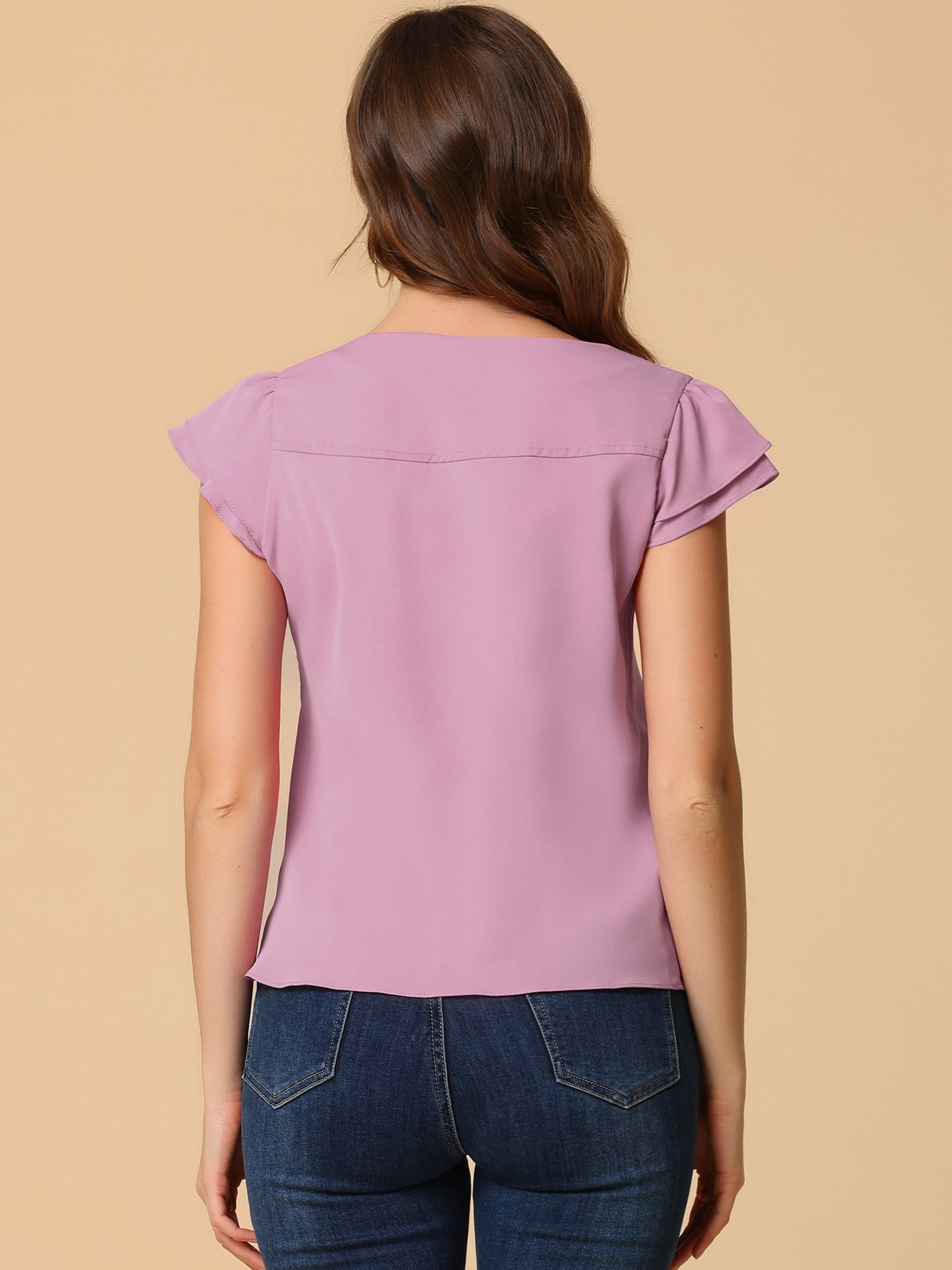 Women's Cap Sleeve Top Work Business Casual Plain Blouse