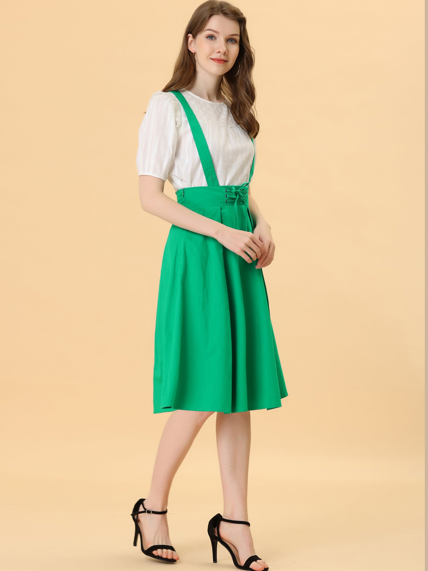 Falda con tirantes y cintura alta para mujer, mono, corsé, falda skater, minivestido corto