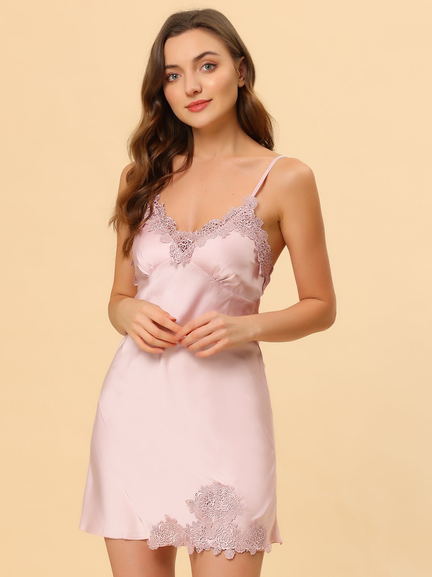 Women's Satin Pajama Cami Dress Sleepwear Spaghetti Strap Lounge Nightgown