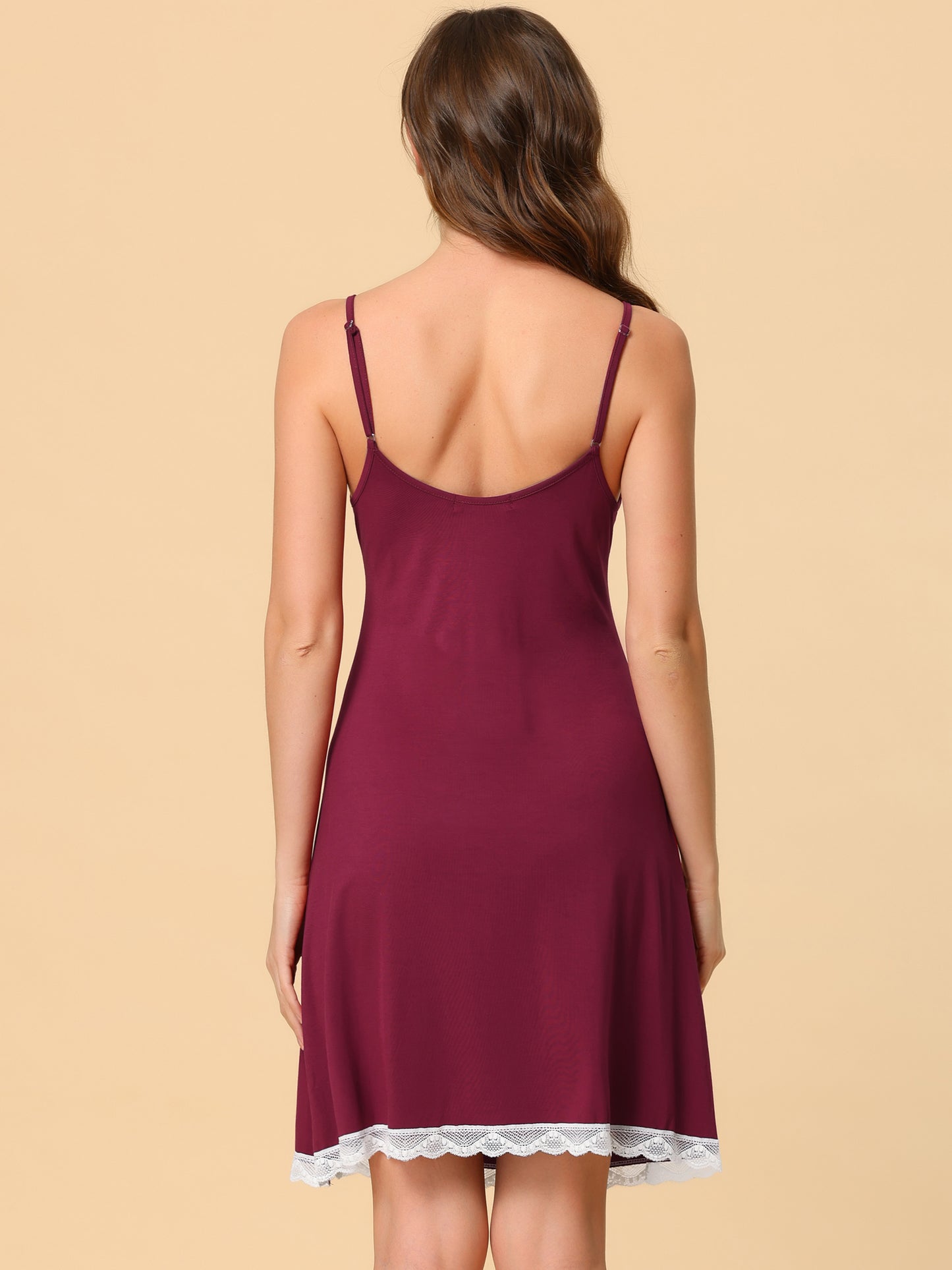 Women's Nightgown Pajama V Neck Lace Nightdress Sleepwear Lounge Dress