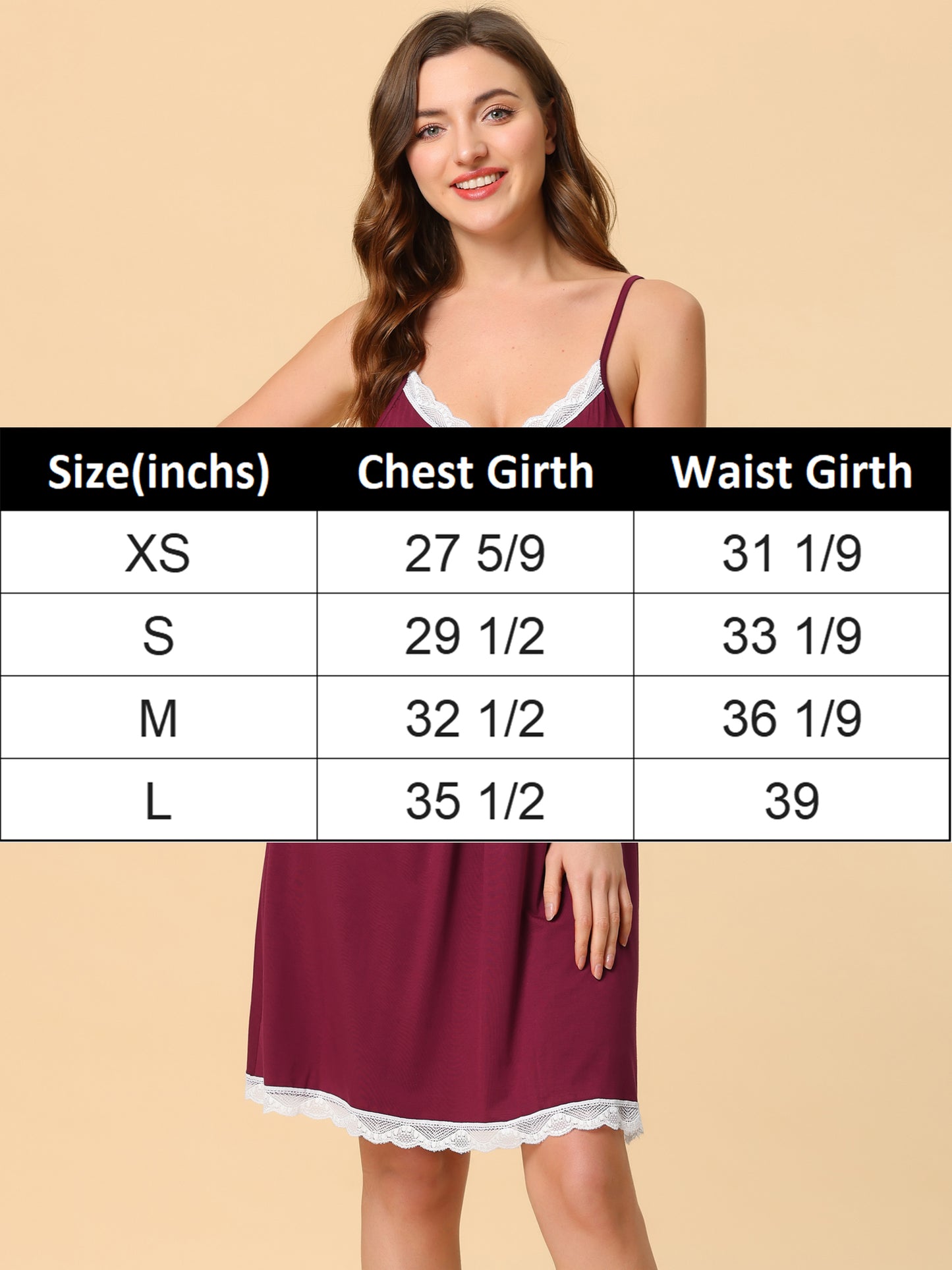 Women's Nightgown Pajama V Neck Lace Nightdress Sleepwear Lounge Dress