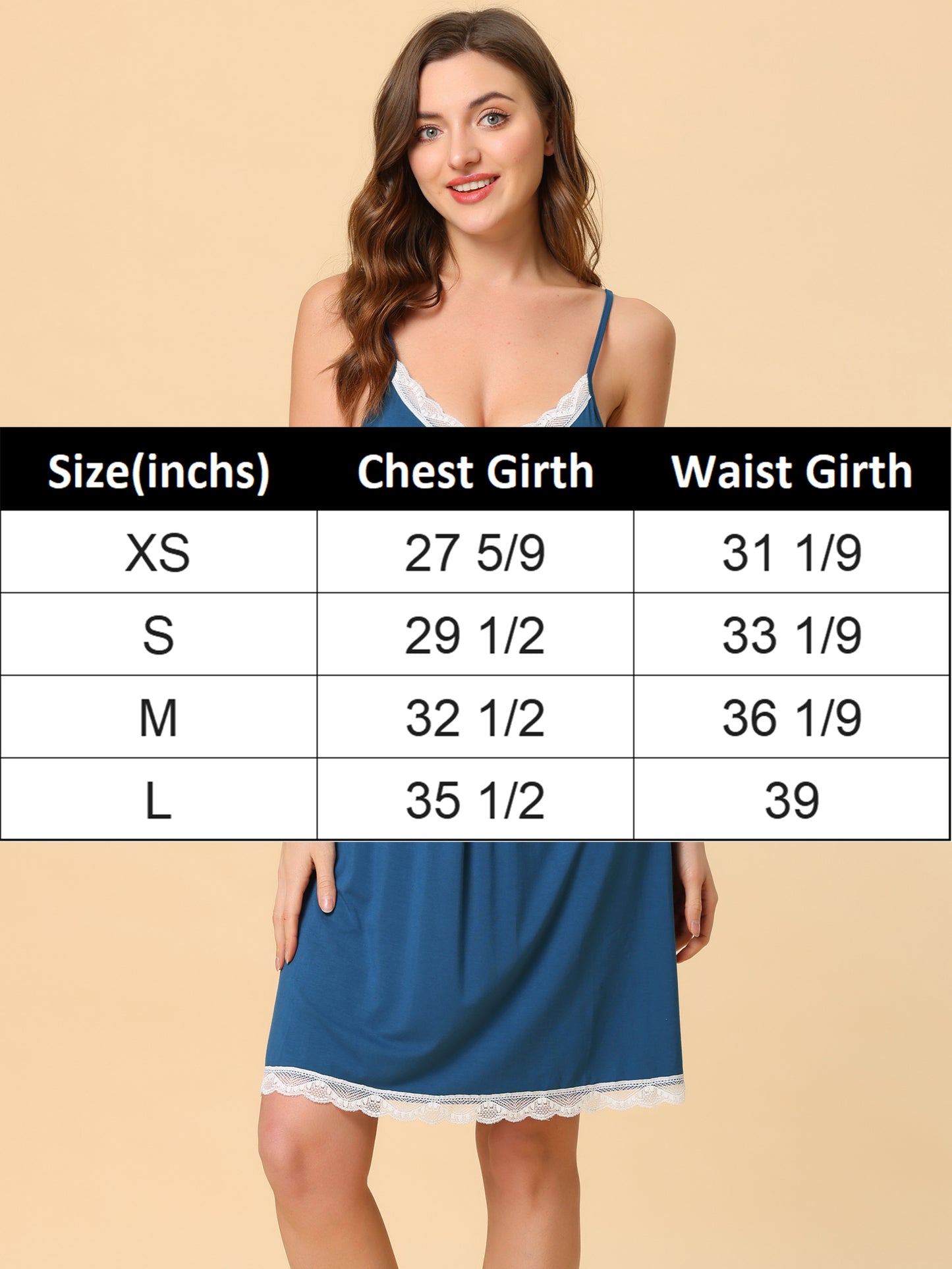 Women's Nightgown Pajama V Neck Lace Nightdress Sleepwear Lounge Dress