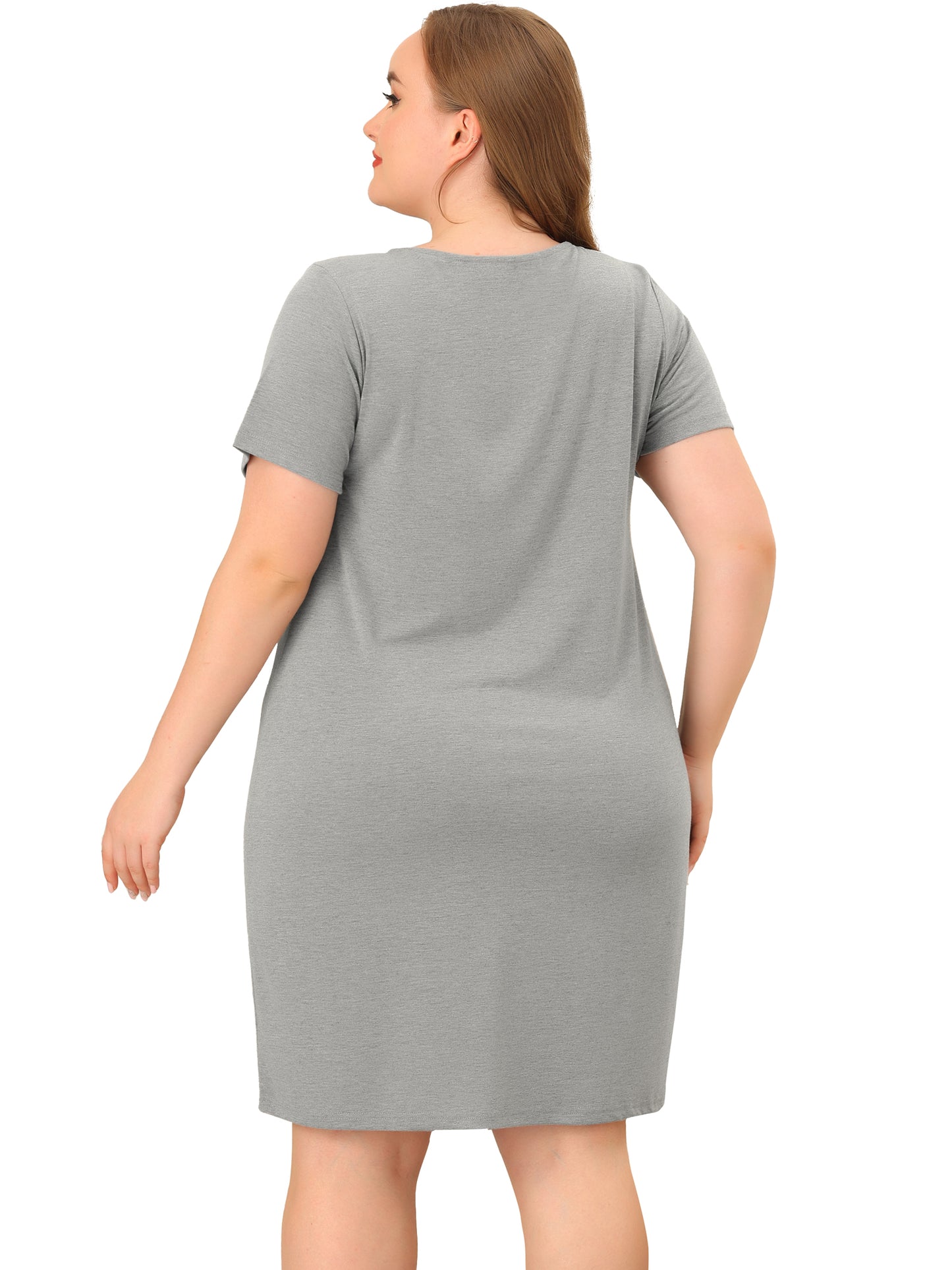 Camisones de talla grande para mujer, con encaje, cuello en V, manga corta, ropa de dormir