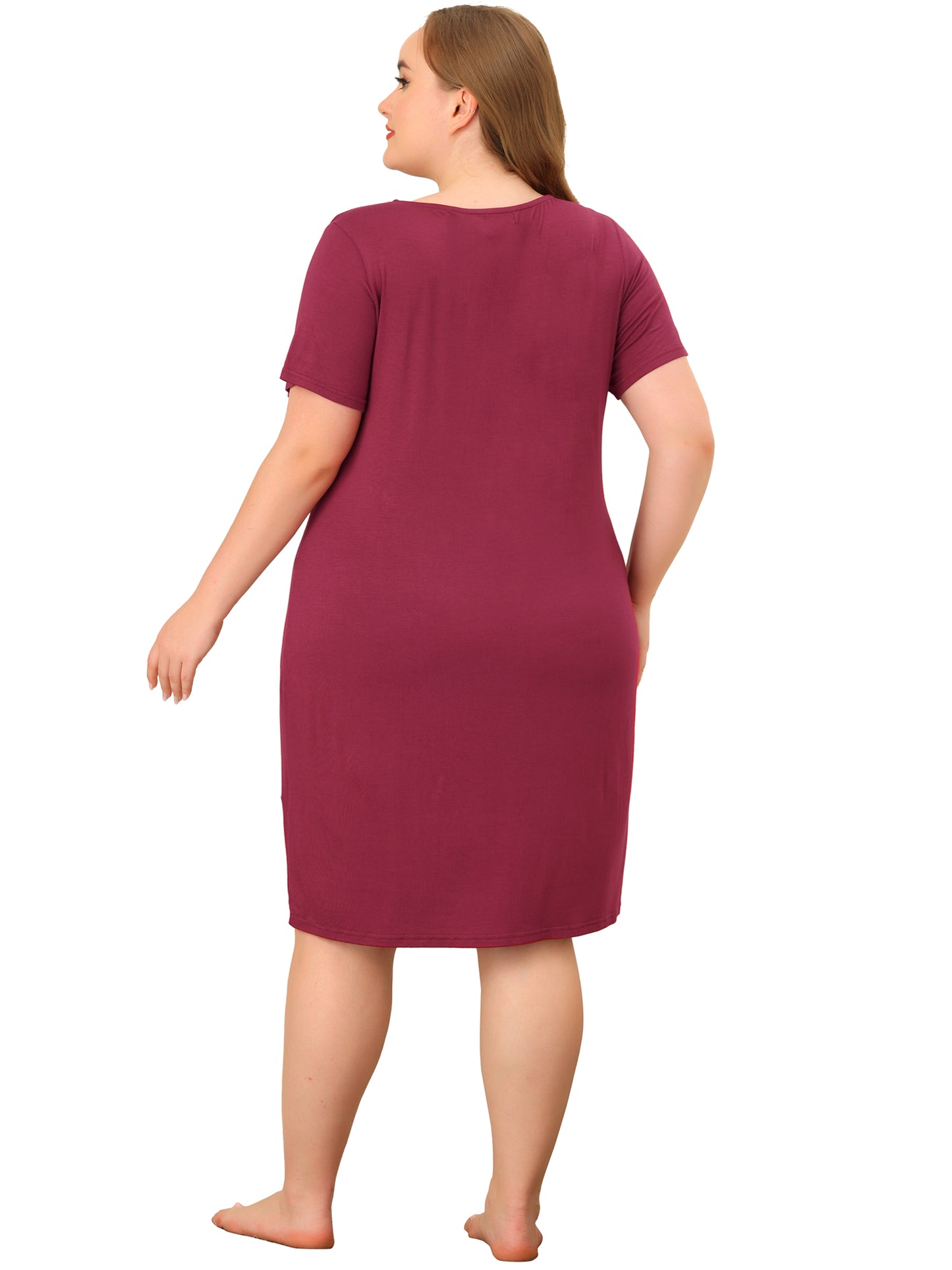 Camisones de talla grande para mujer, con encaje, cuello en V, manga corta, ropa de dormir