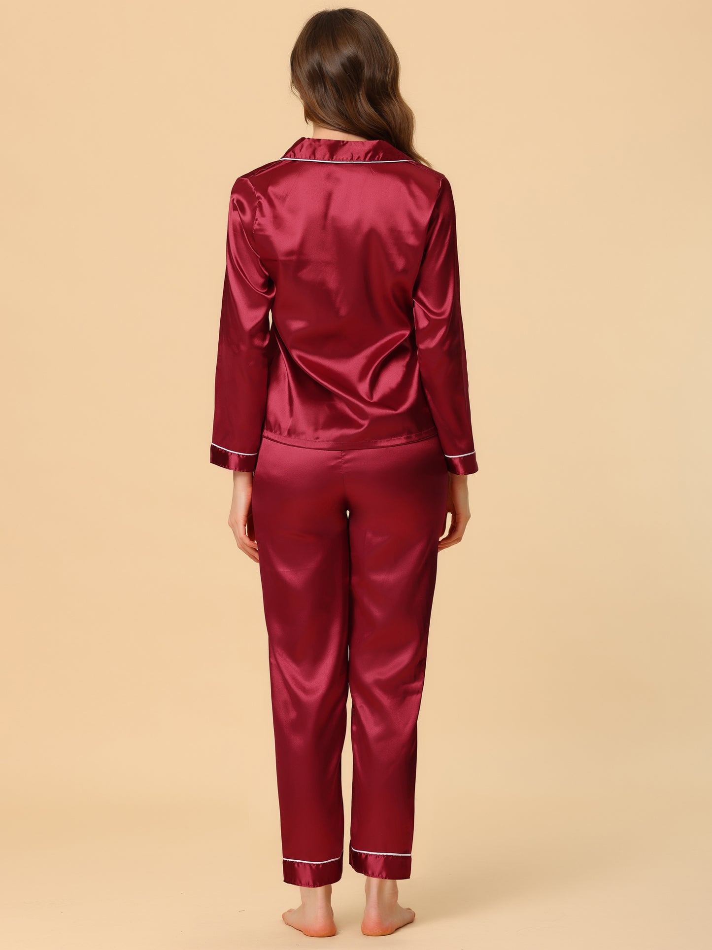 Women's Pajama Sets Sleepwear Button Down Satin Night Suit Lounge Sets